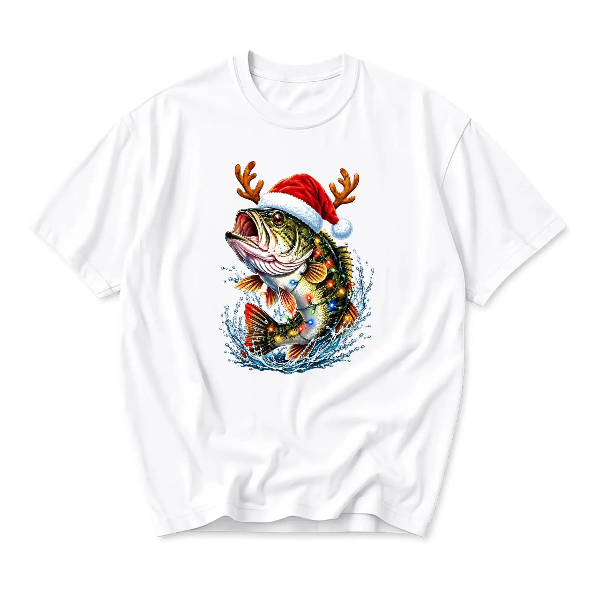 Funny Shirt Holiday Fishing Graphic Tee Unisex Casual Apparel for Outdoor Enthusiasts and Christmas Lovers