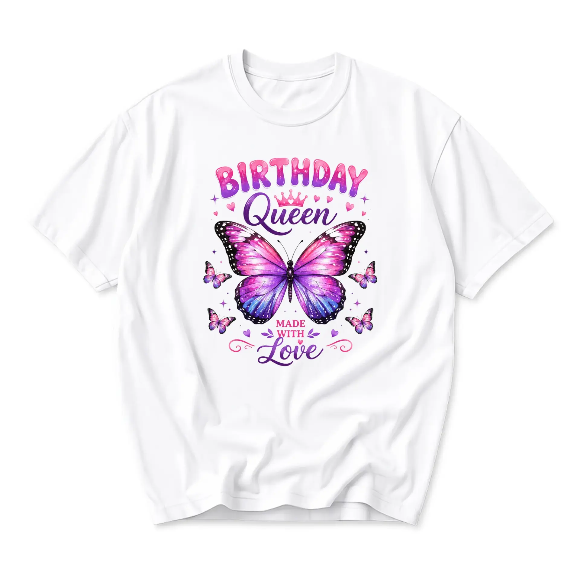 Graphic Tee Birthday Queen Butterfly Print Unisex Crew Neck Casual Everyday