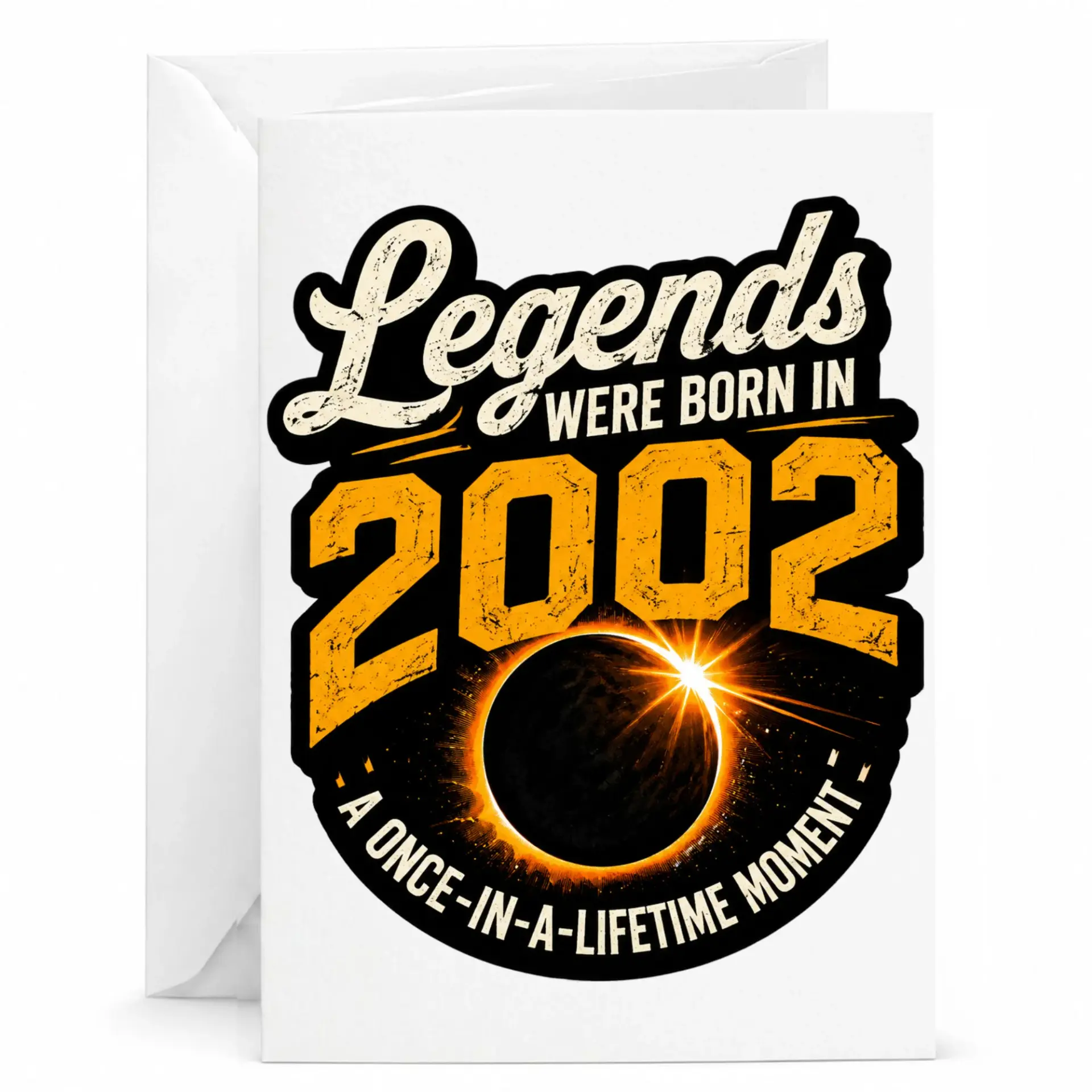 Birthday Card Legends Were Born in 2002 Retro Design Printed Greeting Card with White Envelope for Milestone Celebration