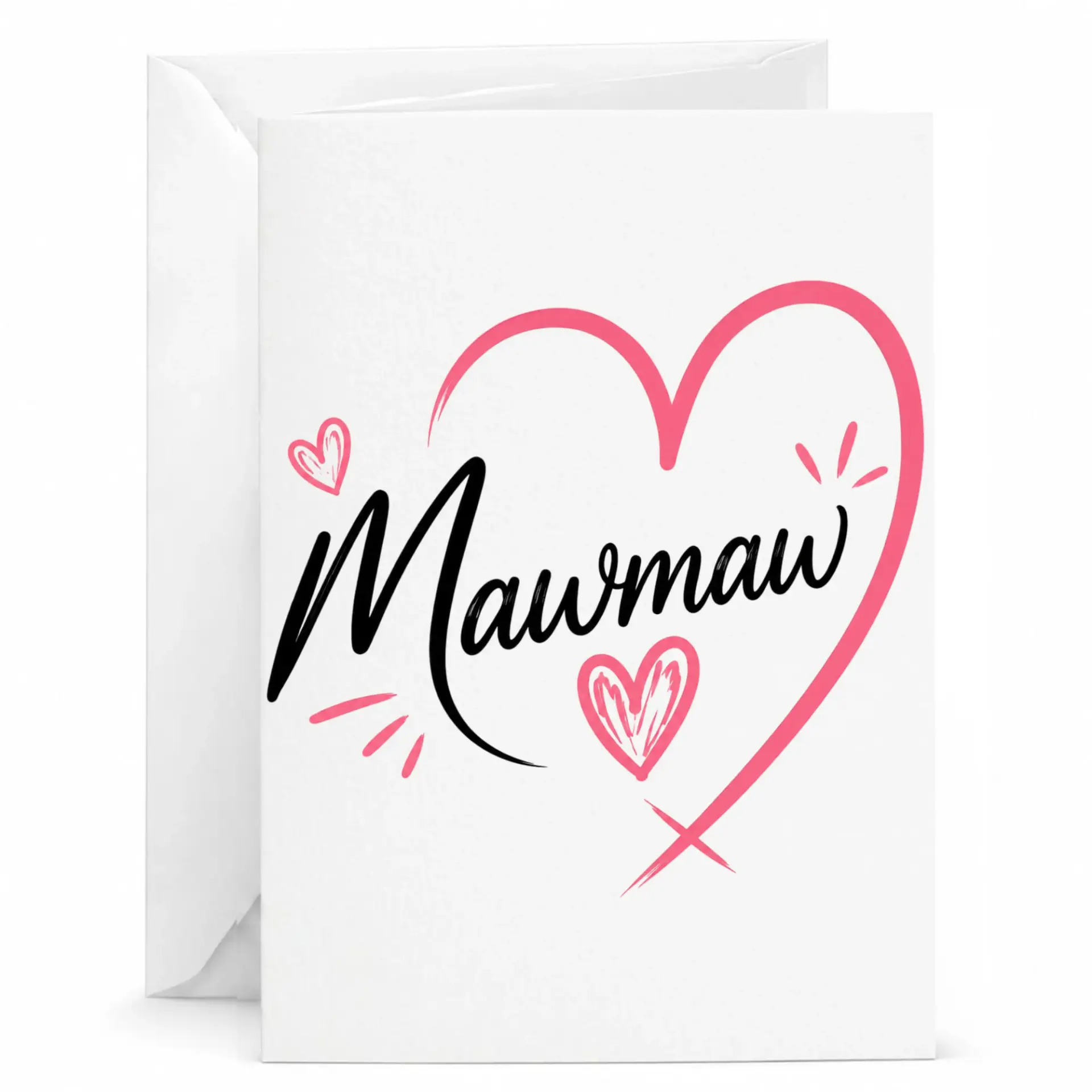 Greeting Card for Mawmaw Heart Design Sweet Appreciation Card for Grandmother Premium Folded Stationery with White Envelope