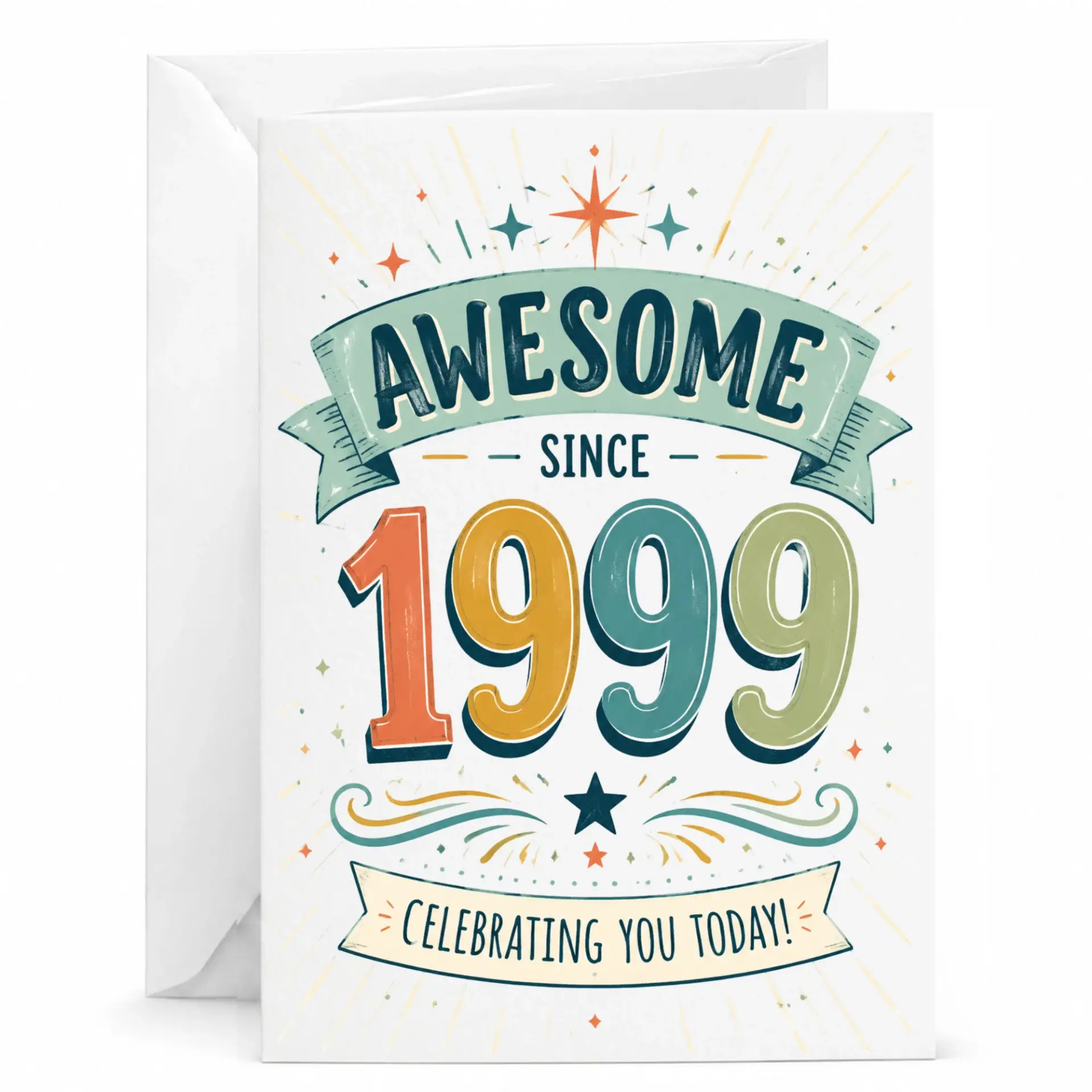 Birthday Card Awesome Since 1999 Vintage Retro Style Greeting Card for Milestone Celebration and Special Anniversary