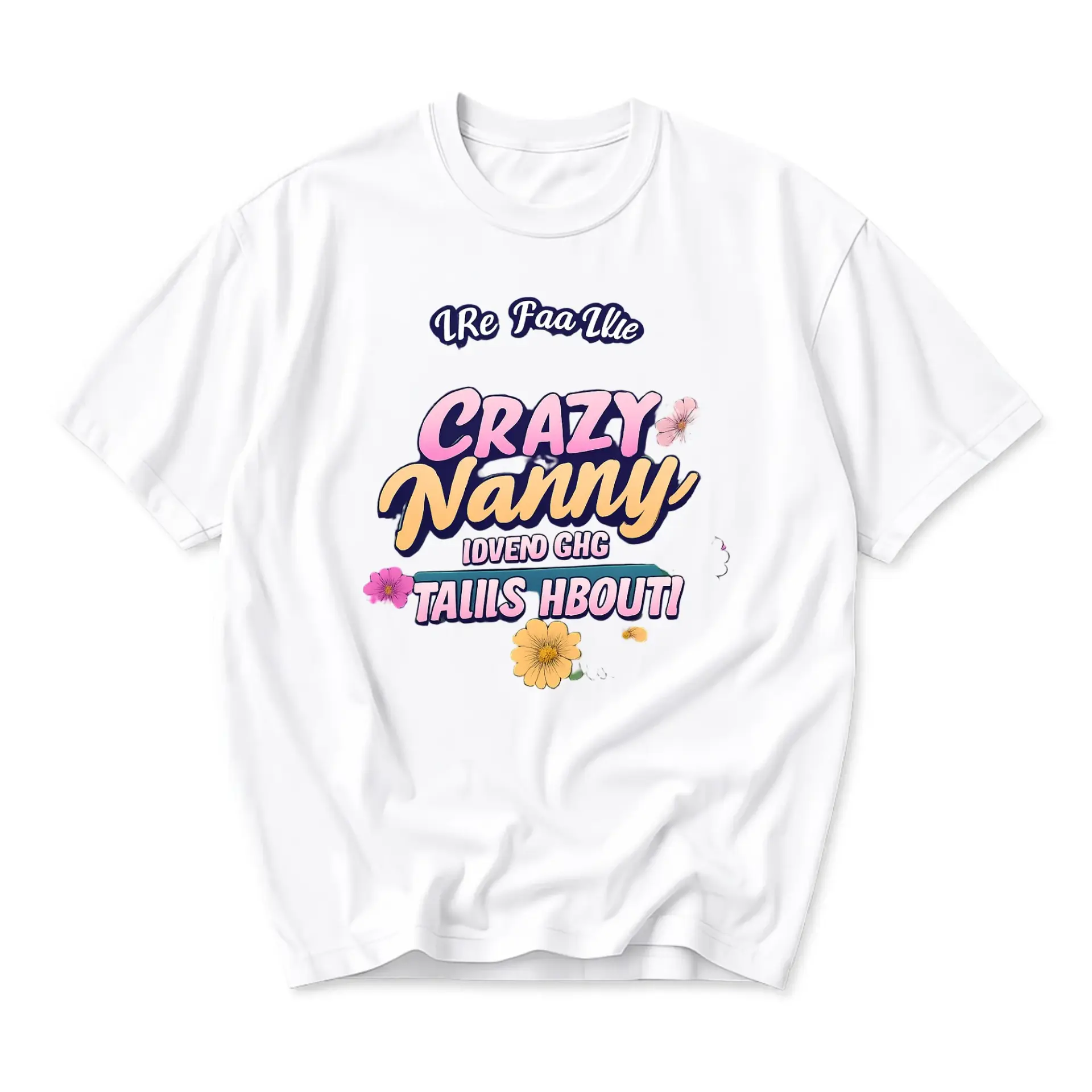 Funny Shirt Crazy Nanny Graphic Tee Unisex Crew Neck Casual Cotton Blend Soft Everyday Wear White Short Sleeve Top