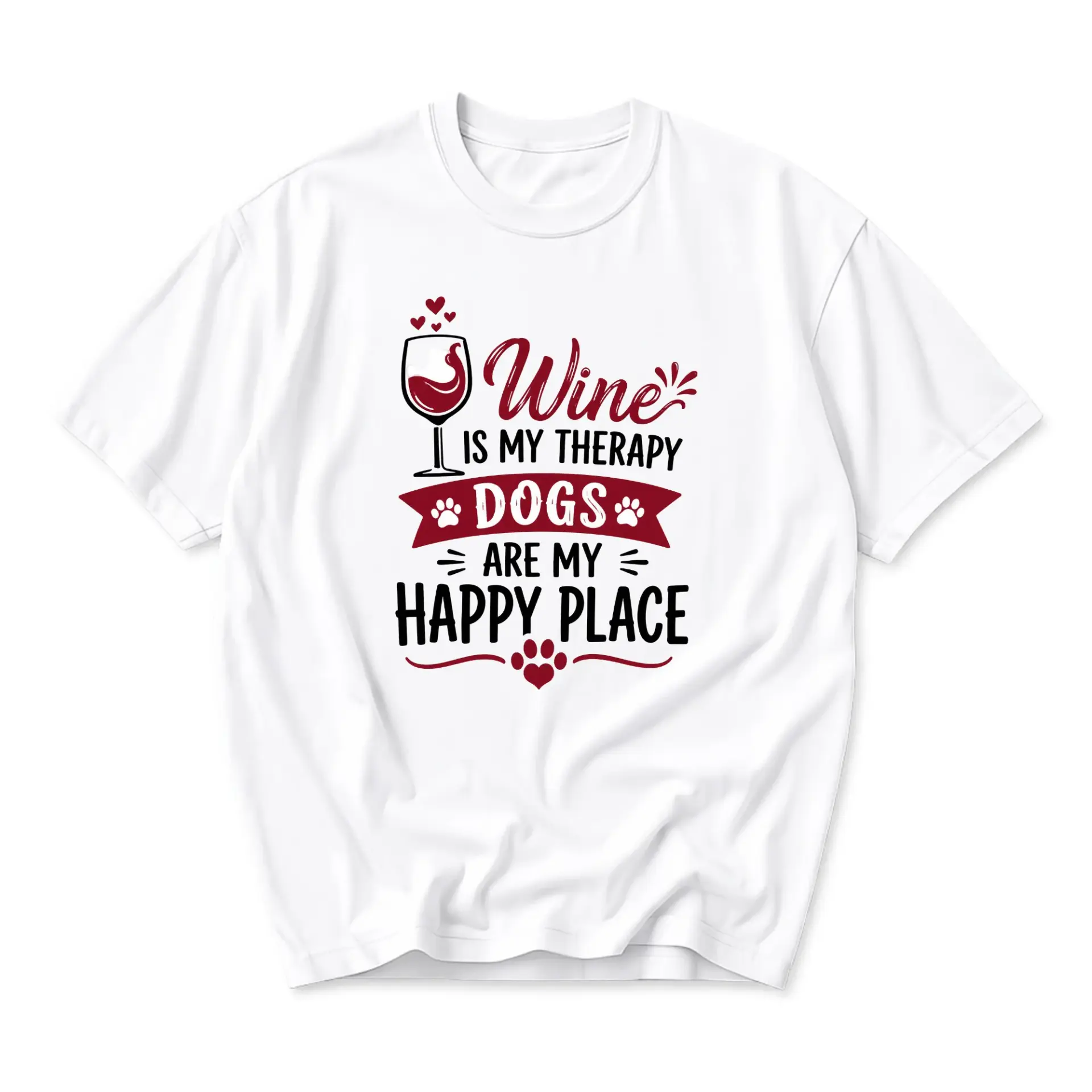 Funny Shirt Wine Is My Therapy Are My Graphic Tee Unisex Casual Cotton Crew