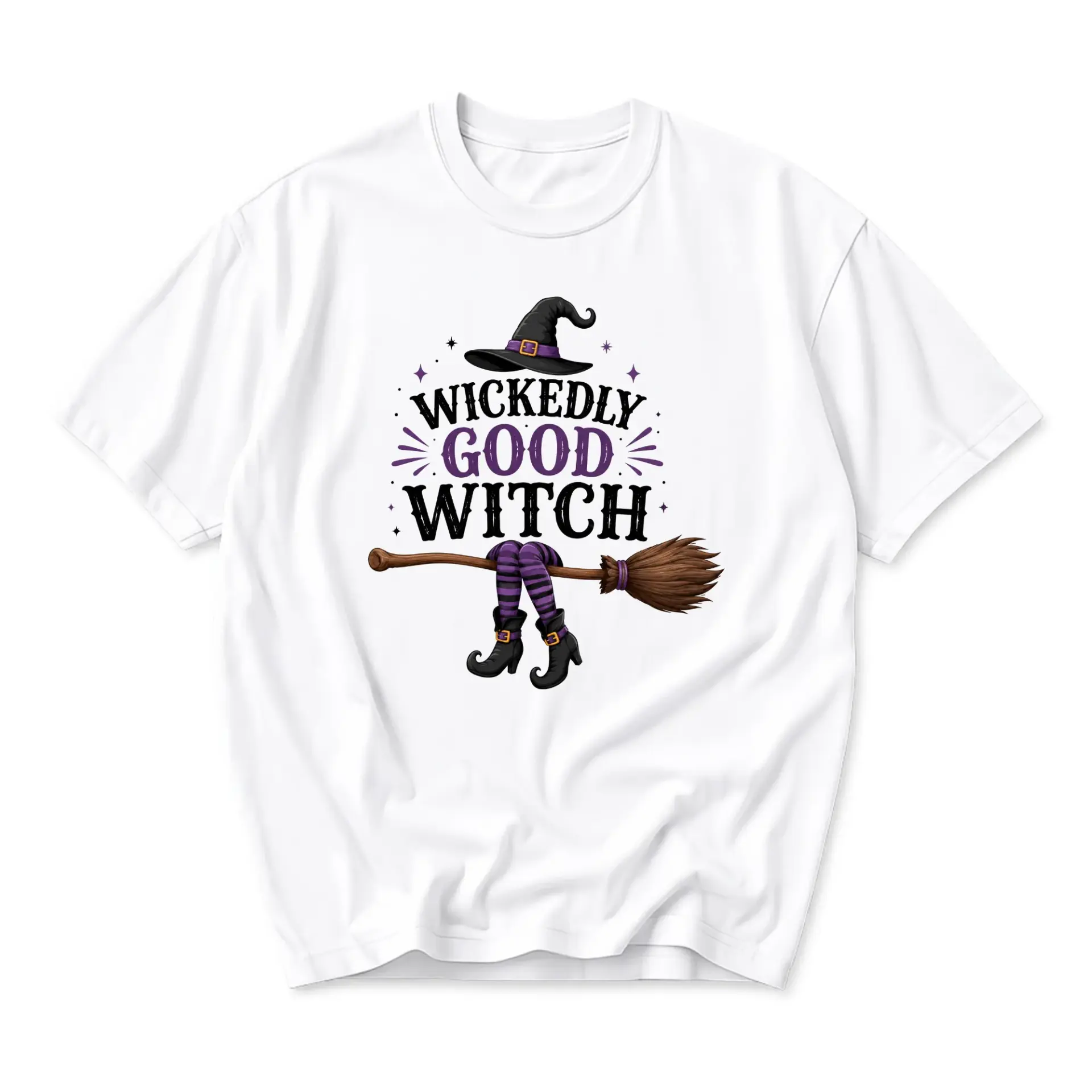 Graphic Tee Wickedly Good Witch Illustration Unisex Cotton Blend Crew Neck Short Sleeve Casual Holiday Apparel