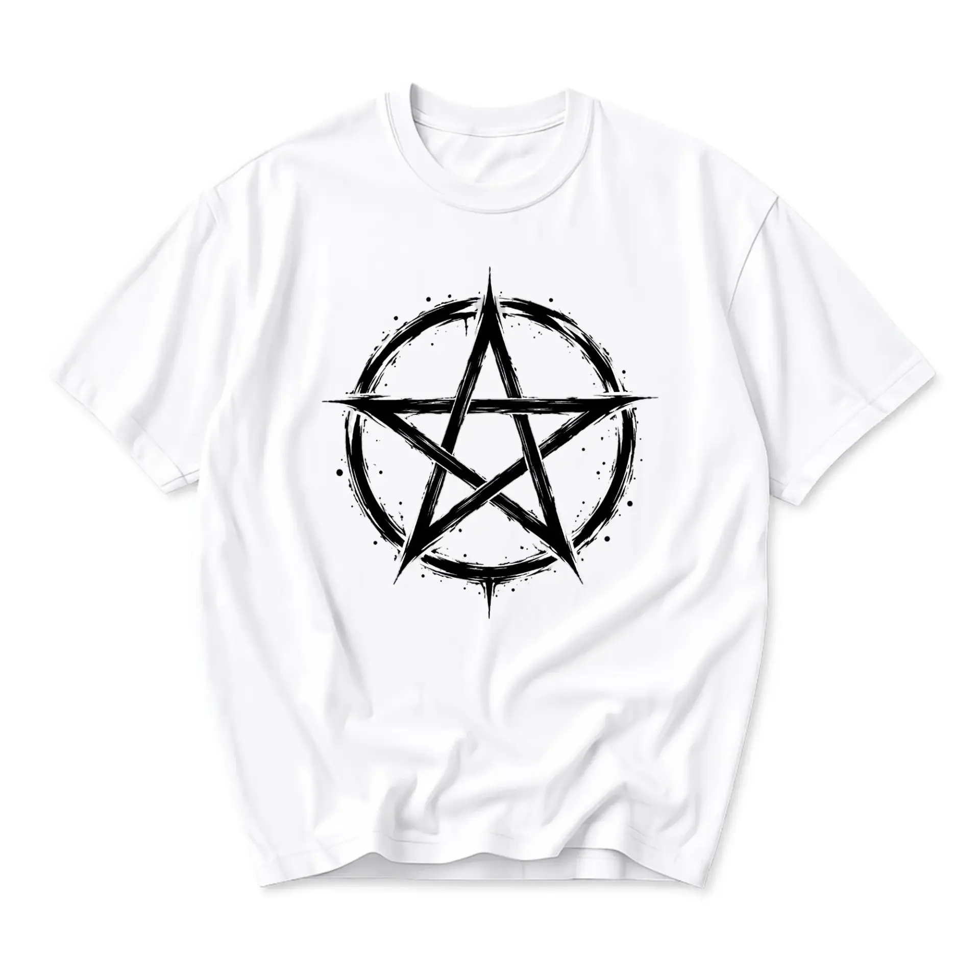 Graphic Tee Unisex Star Pentagram Design Casual Cotton Crew Neck Shirt for Everyday Wear and Unique Personal Style