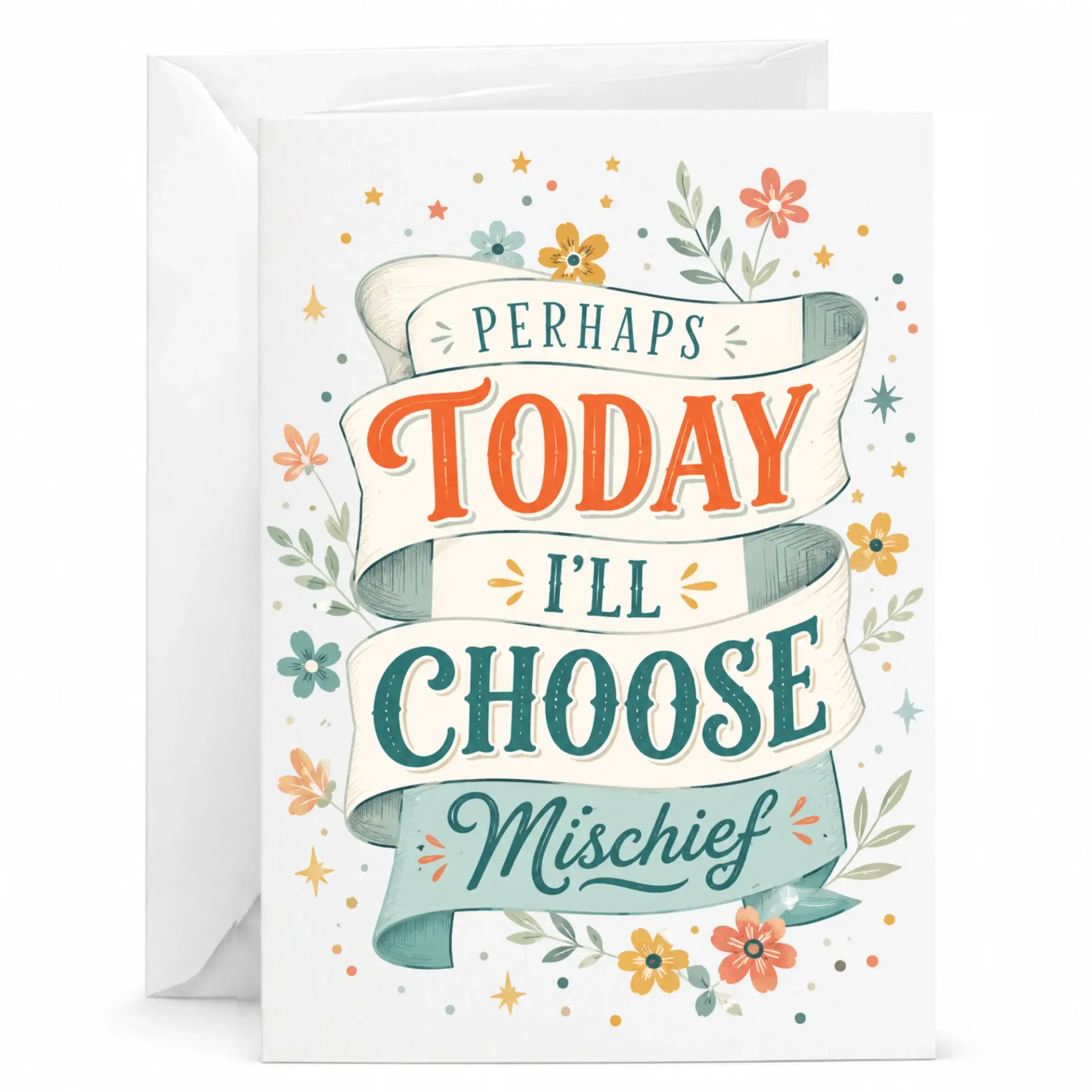 Funny Greeting Card Perhaps Today I Will Choose Floral Ribbon Design for Friends and Family