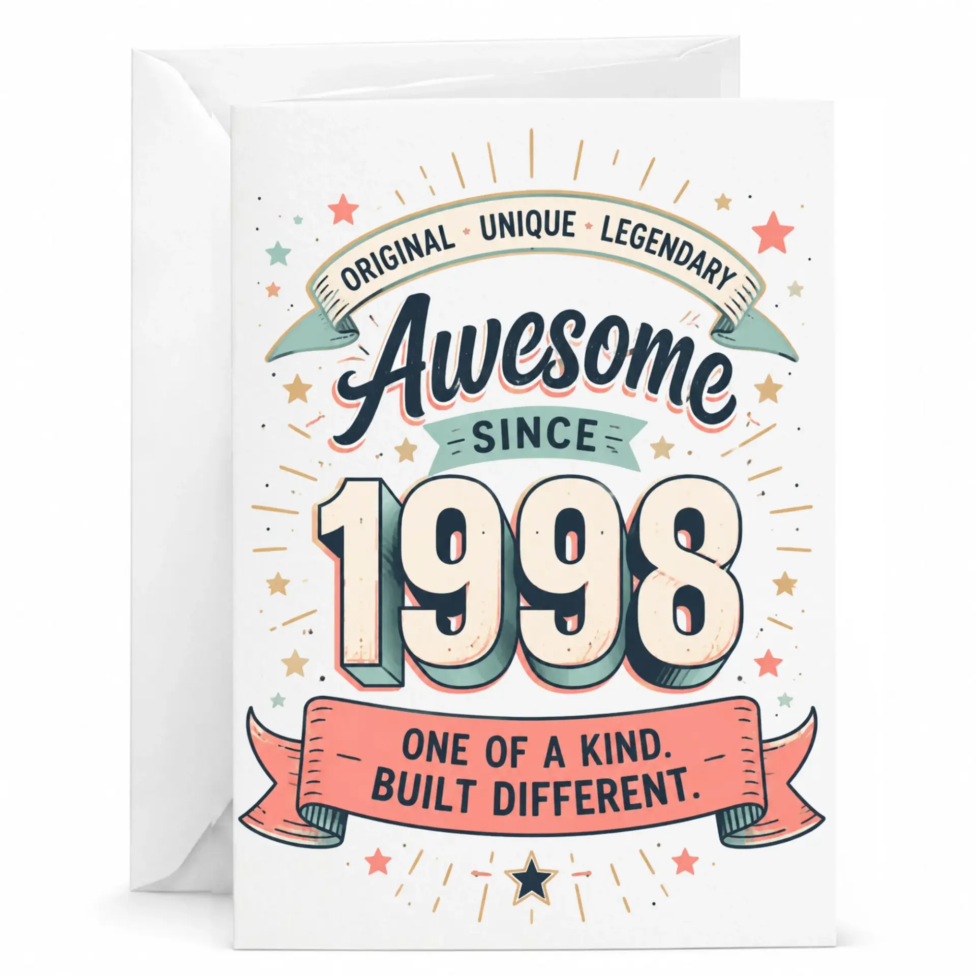 Birthday Card Awesome Since 1998 Vintage Style Greeting Card for Milestone Birthday Celebration with Matching Envelope