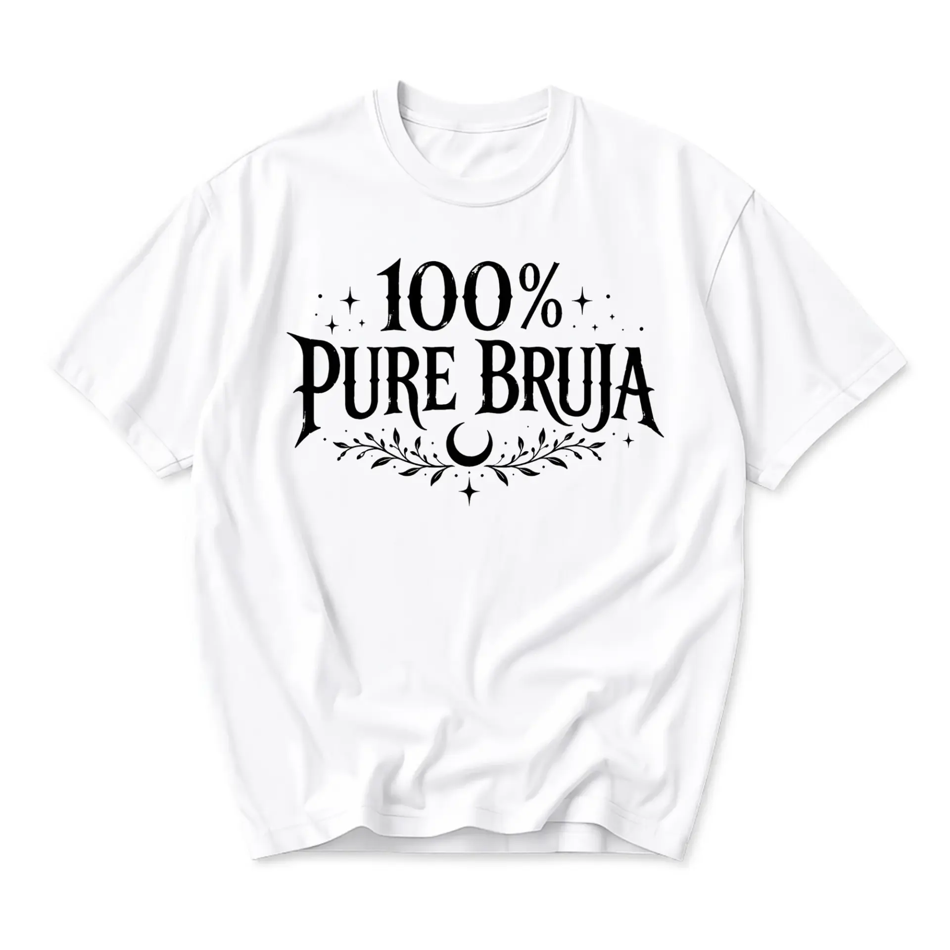 Graphic Tee 100 Percent Pure Bruja Unisex Cotton Blend Shirt Aesthetic Mystical Design Crew Neck Casual Everyday Wear