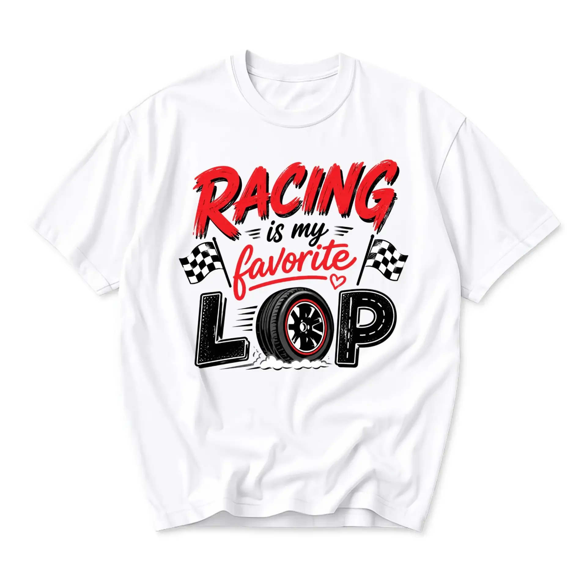 Funny Shirt Racing Is My Favorite Lap Graphic Tee Unisex Cotton Crew Neck Casual Top for Motorsports Enthusiasts