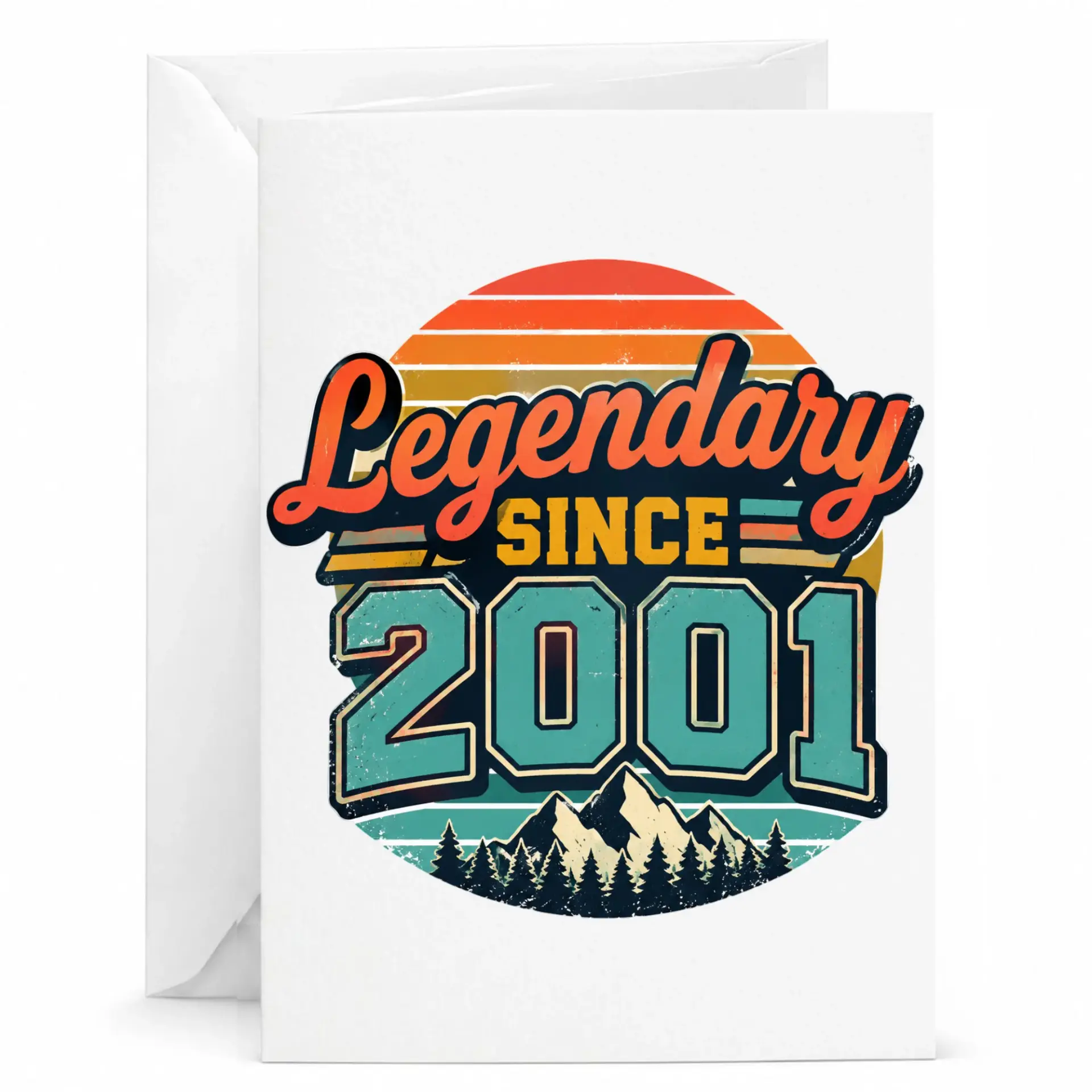 Birthday Card Legendary Since 2001 Vintage Retro Sunset Graphic Greeting Card for Milestone Year Celebration
