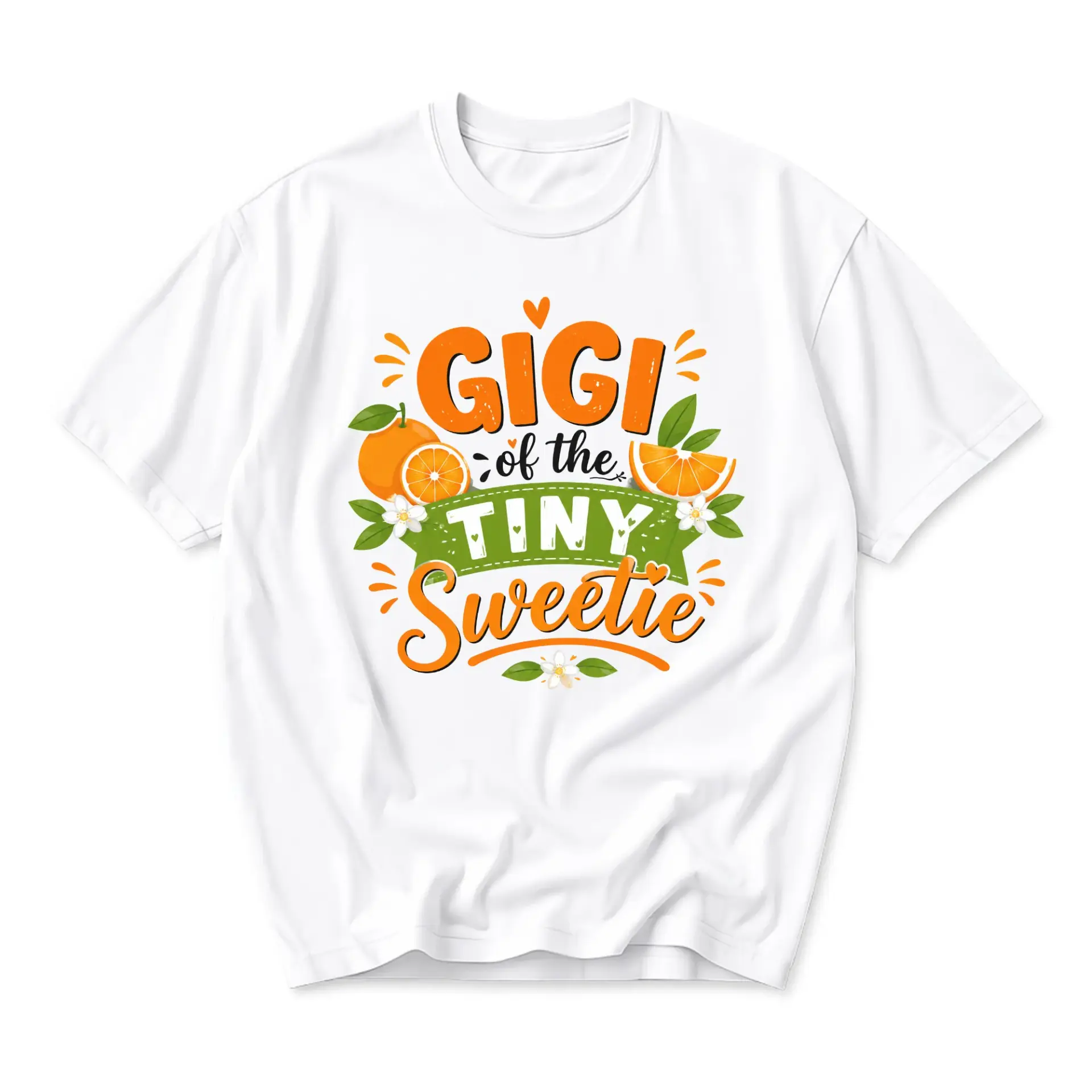 Graphic Tee Gigi of the Tiny Sweetie Orange Fruit Theme Printed Unisex Crew Neck Casual Everyday Short Sleeve Shirt