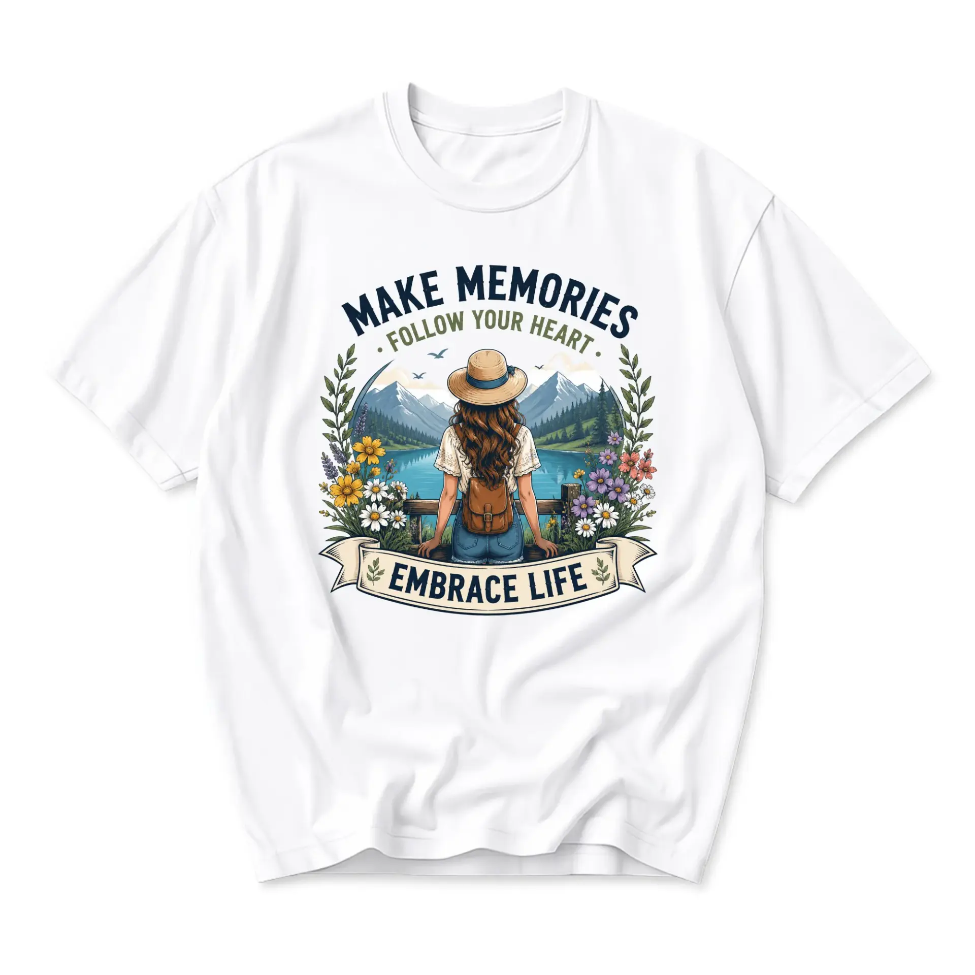 Graphic Tee Make Memories Follow Your Heart Embrace Life Unisex Shirt Nature Inspired Adventure Wilderness Illustration