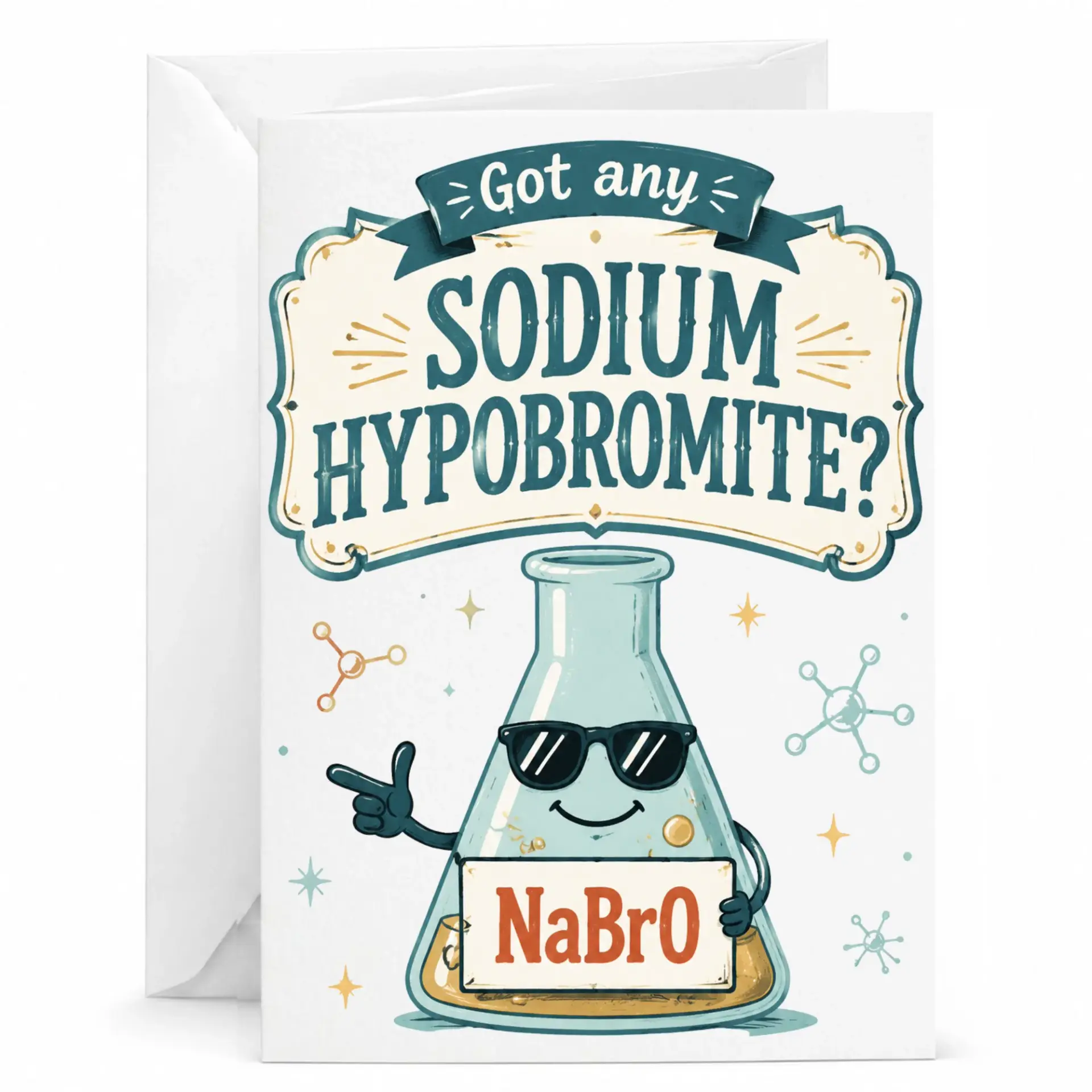 Funny Chemistry Pun Greeting Card, Science Humor Note for Friends and Colleagues, Nerd Themed Stationery for Chemists