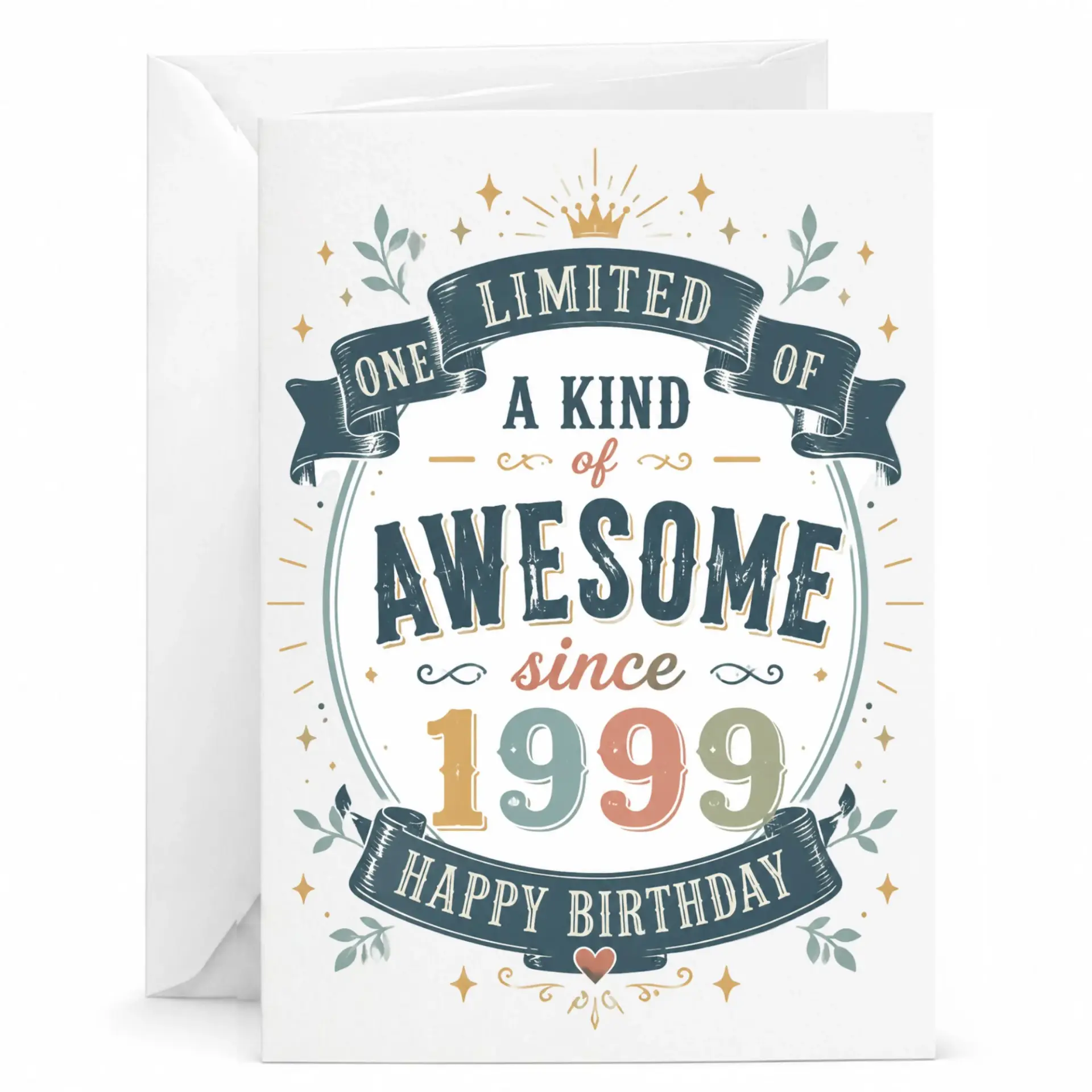 Birthday Card Vintage Style Limited Edition Awesome Since 1999 Greeting Card with Matching White Envelope Included