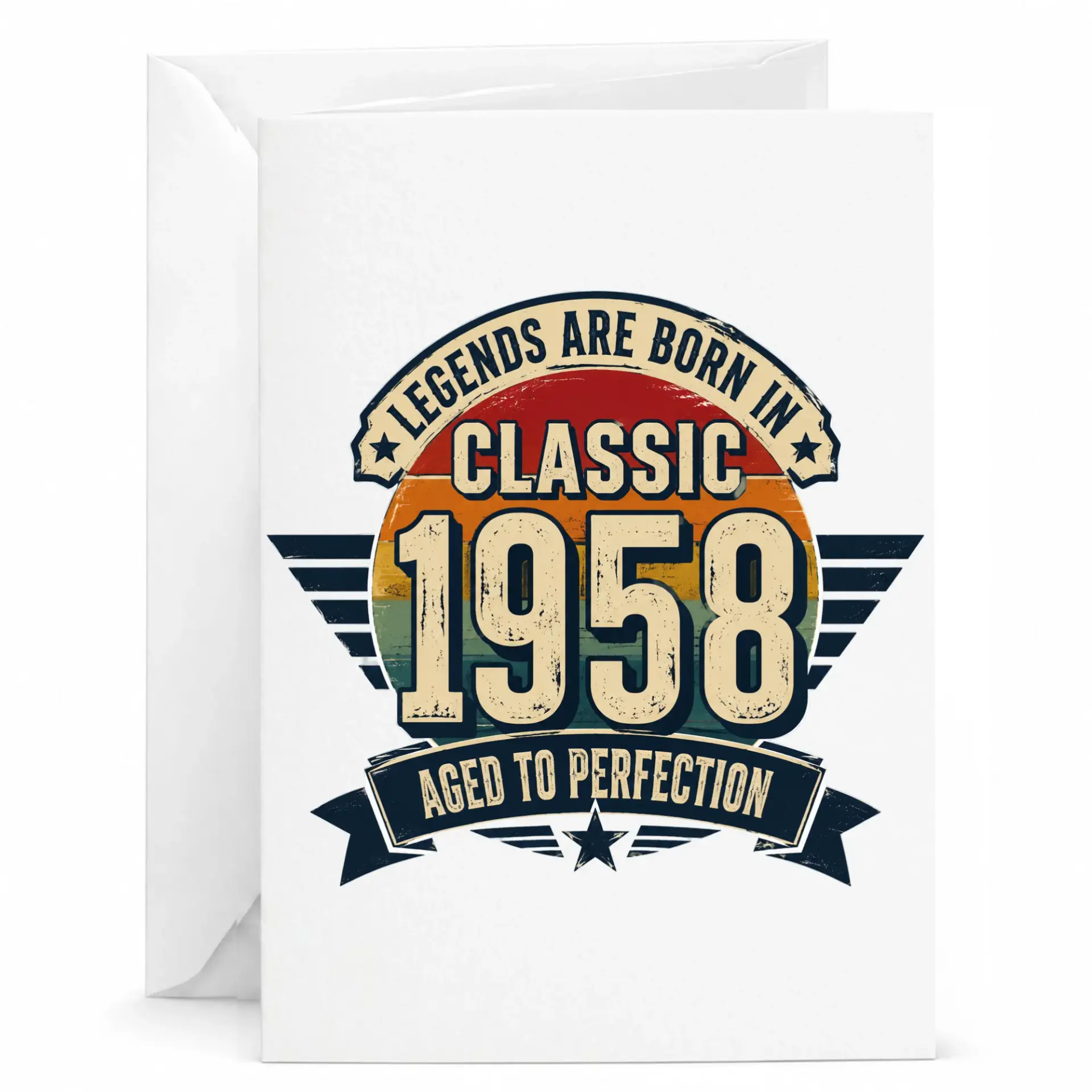 Greeting Card for Birthday Featuring Classic 1958 Vintage Retro Design Aged to Perfection Graphic for Celebration
