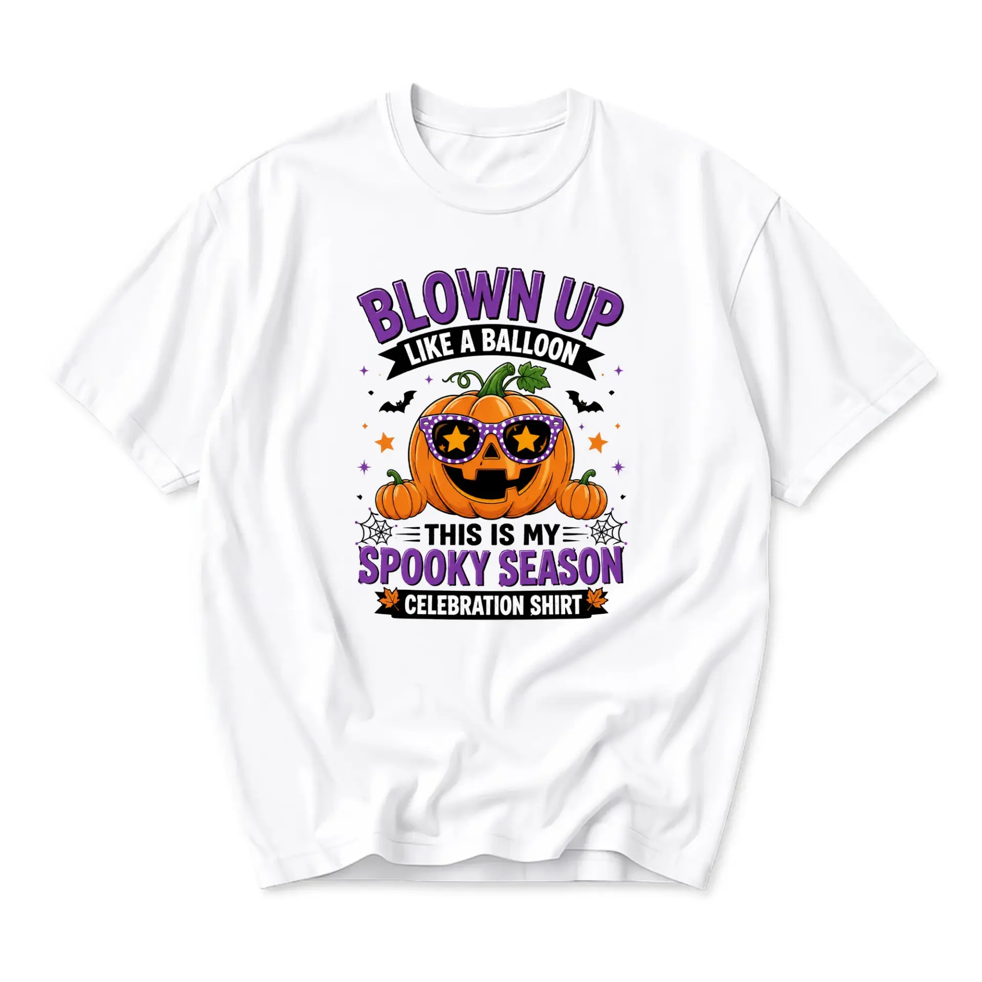 Funny Shirt Blown up Like a Balloon Spooky Season Pumpkin Graphic Tee Unisex Casual Apparel for Holiday Celebrations