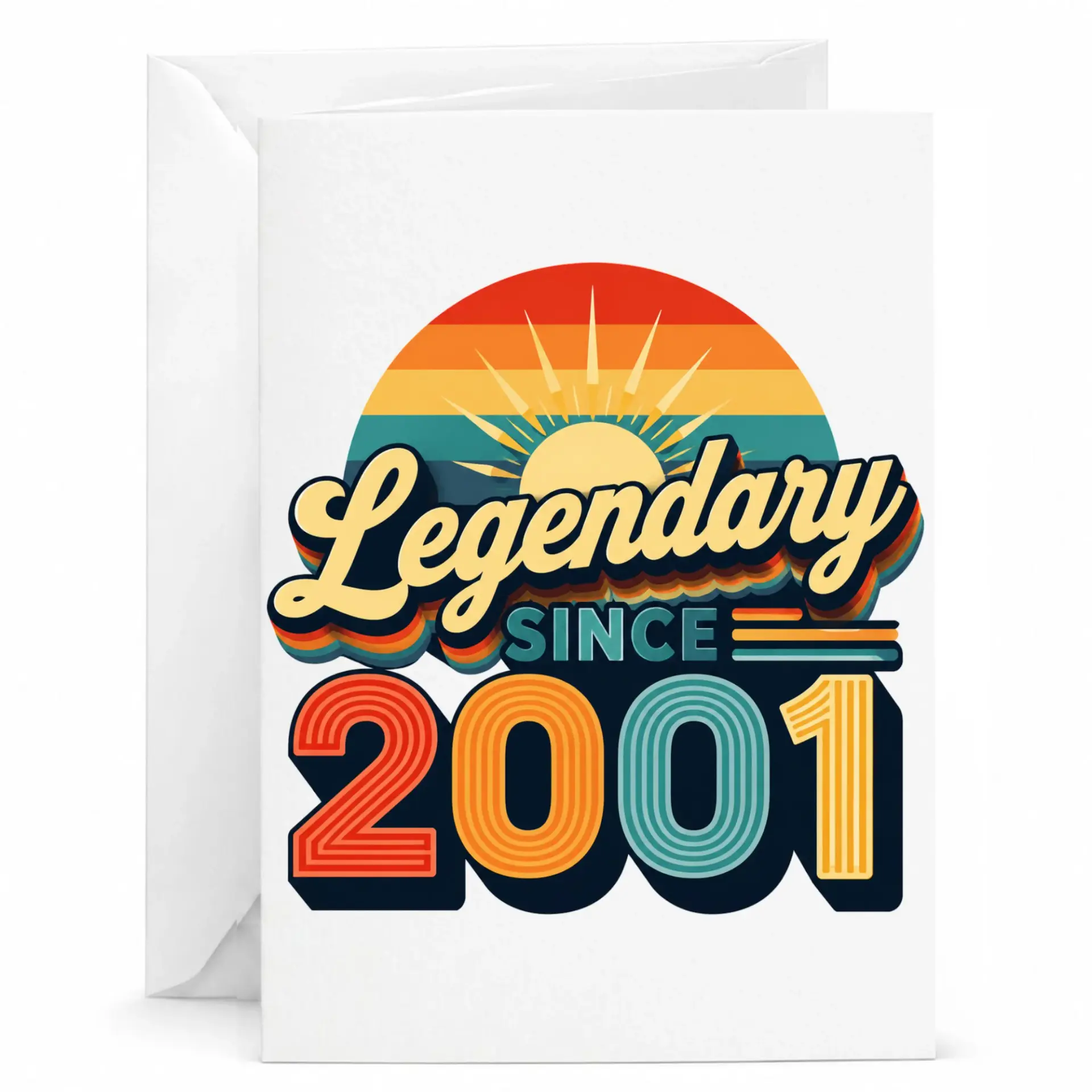 Birthday Card Legendary Since 2001 Vintage Retro Sunset Graphic Greeting Card for Special Milestone Celebrations