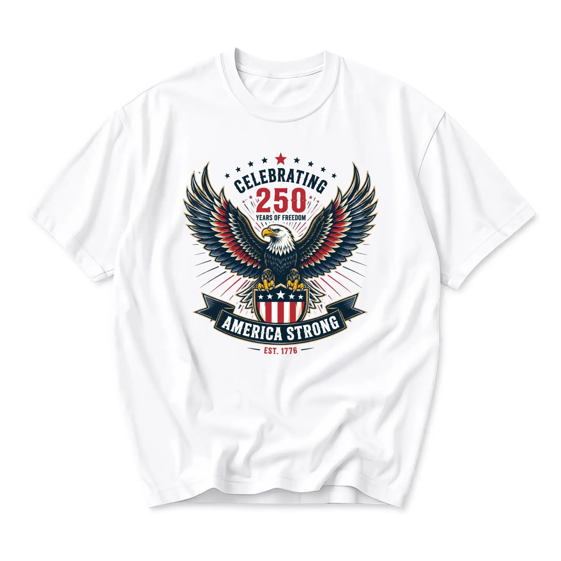 T-shirt Celebrating 250 Years of Freedom Graphic Tee Unisex Crew Neck Casual Everyday Wear Patriotic Eagle Design