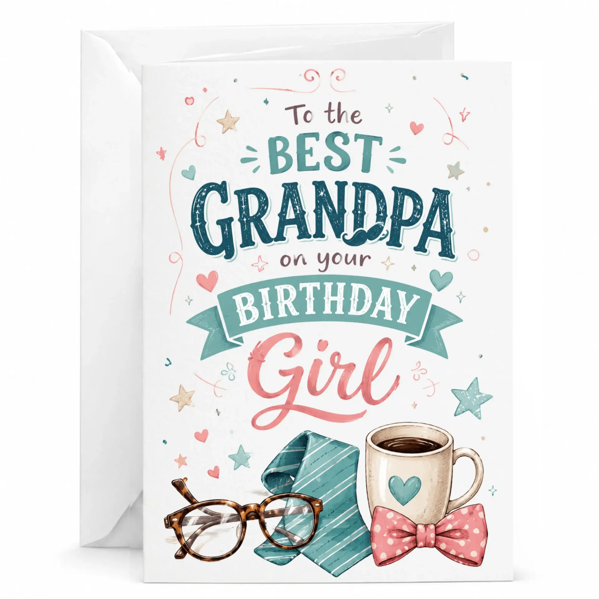 Funny Birthday Card to the Best Grandpa on Your Girl Humorous Illustrated Greeting for Family