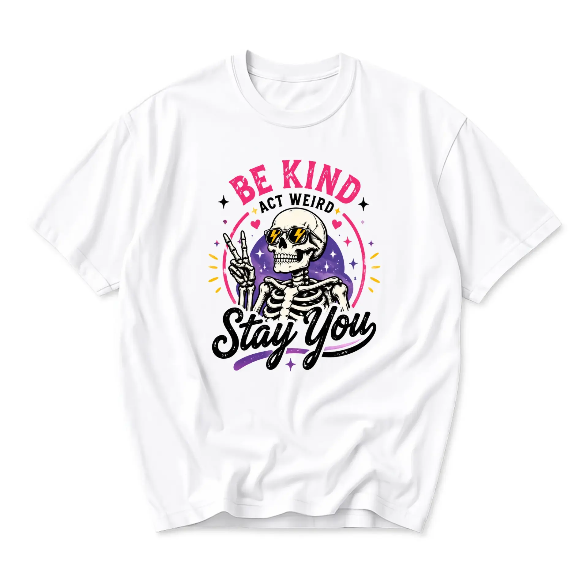 Funny Shirt Be Kind Act Weird Stay You Graphic Tee Unisex Casual Crew Neck Soft Cotton Blend Everyday Outfit Top