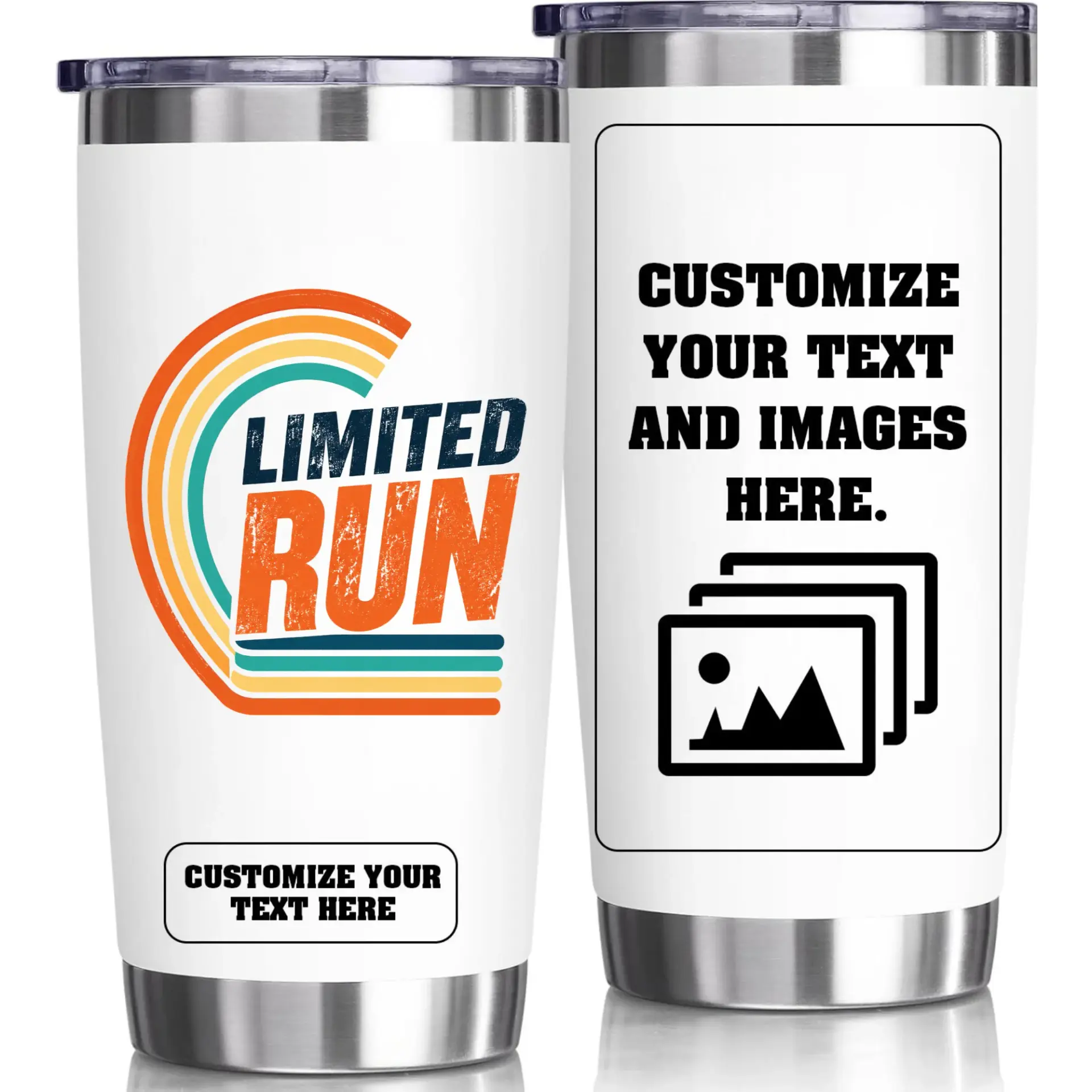Stainless Steel Tumbler 20oz Insulated Cup Custom Travel Drinkware with Retro Style Graphics for Hot and Cold Beverages