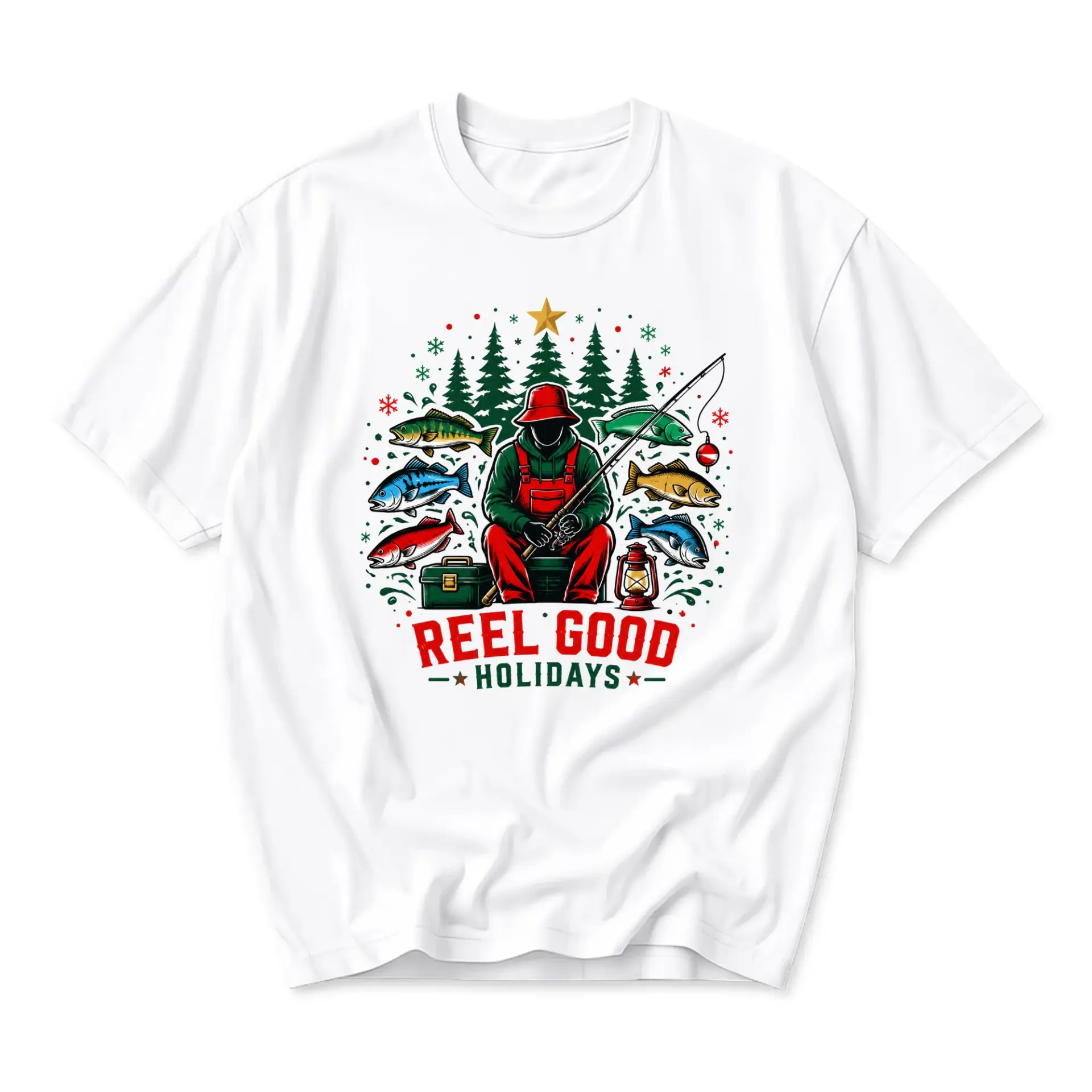 Graphic Tee Reel Good Holidays Fishing Theme Unisex Crew Neck Short Sleeve