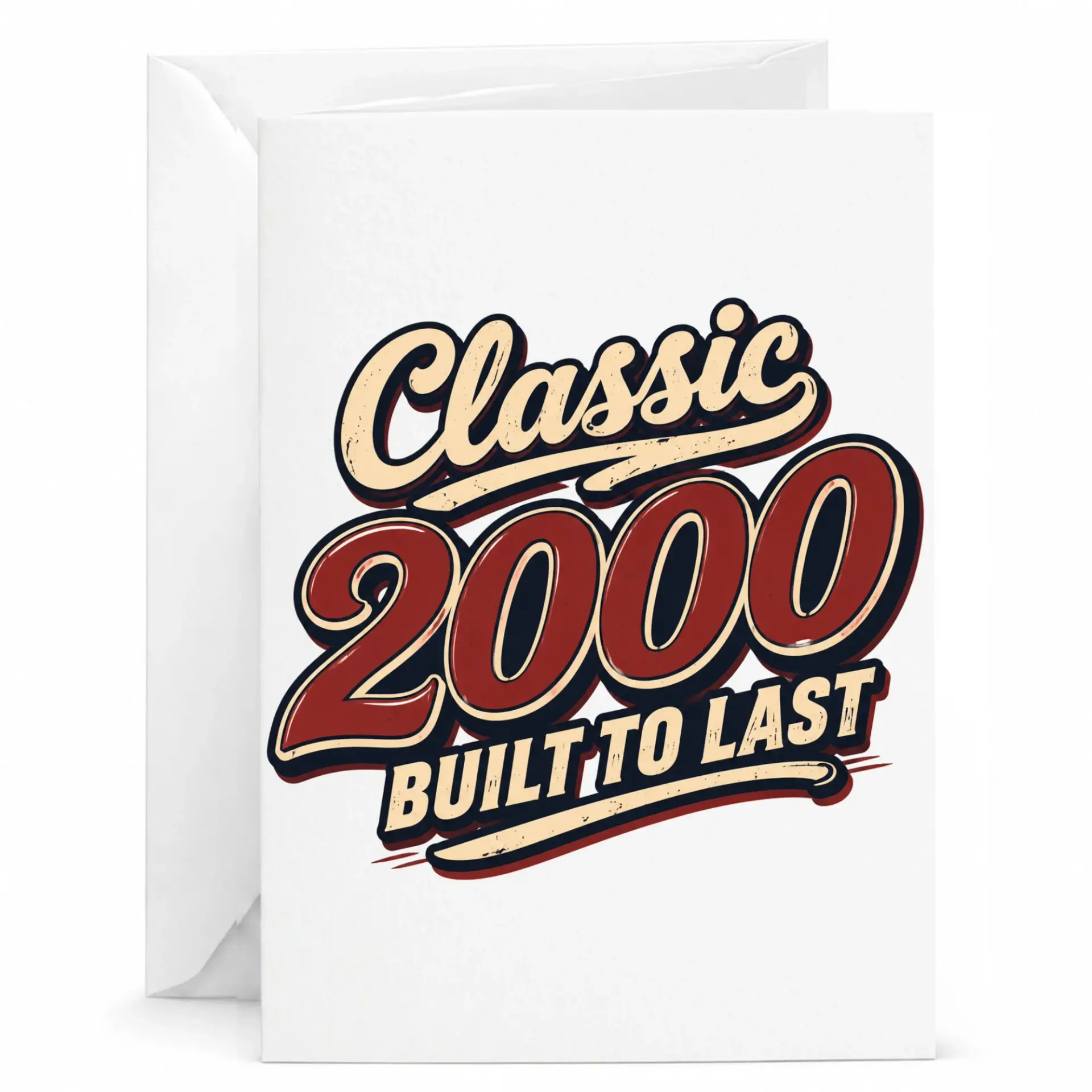 Funny Birthday Card Classic 2000 Built to Last Retro Style Greeting Card for Milestone Year Celebration
