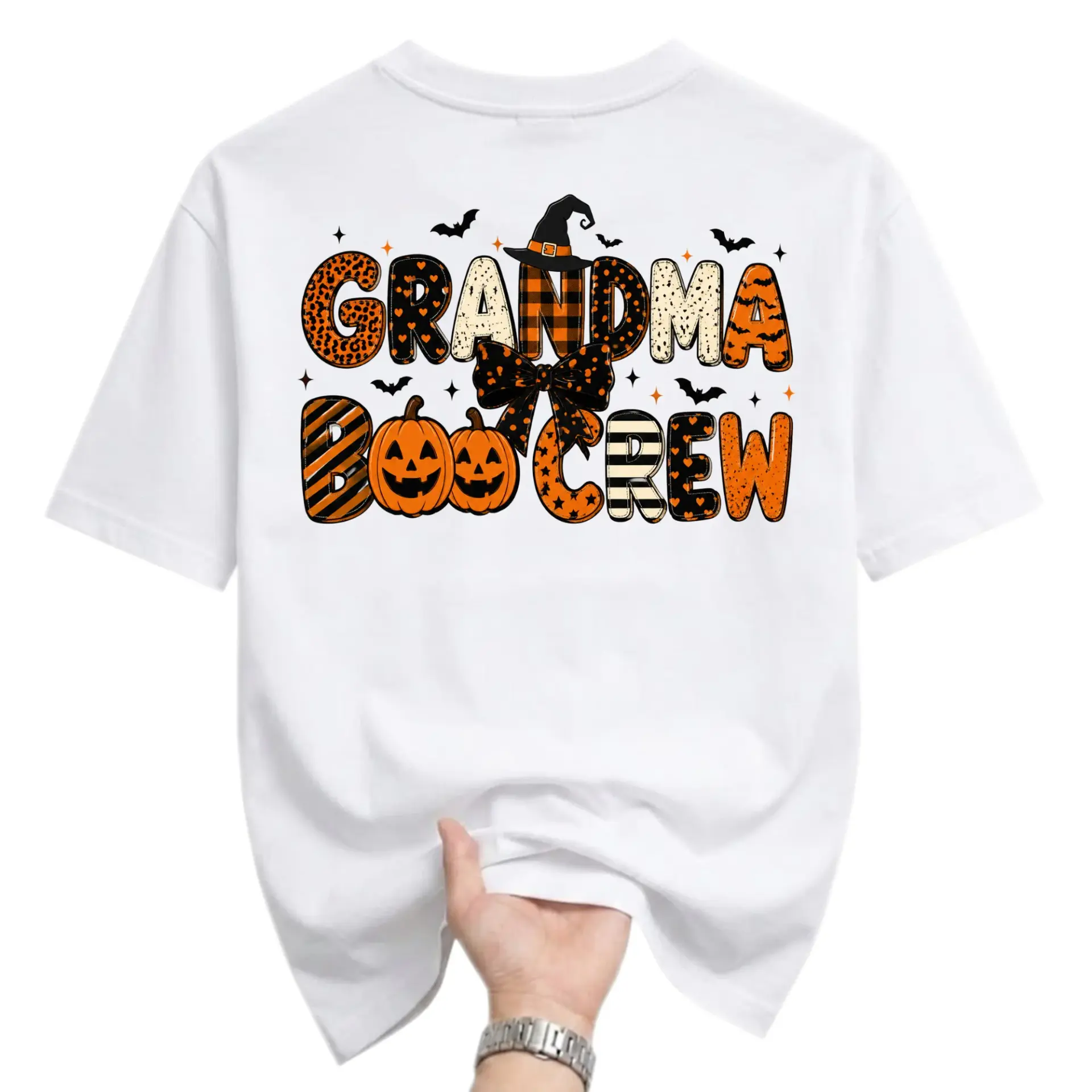 Graphic Tee Grandma Boo Crew Halloween Shirt Unisex Seasonal Holiday Apparel for Everyday Casual Wear and Gift Giving