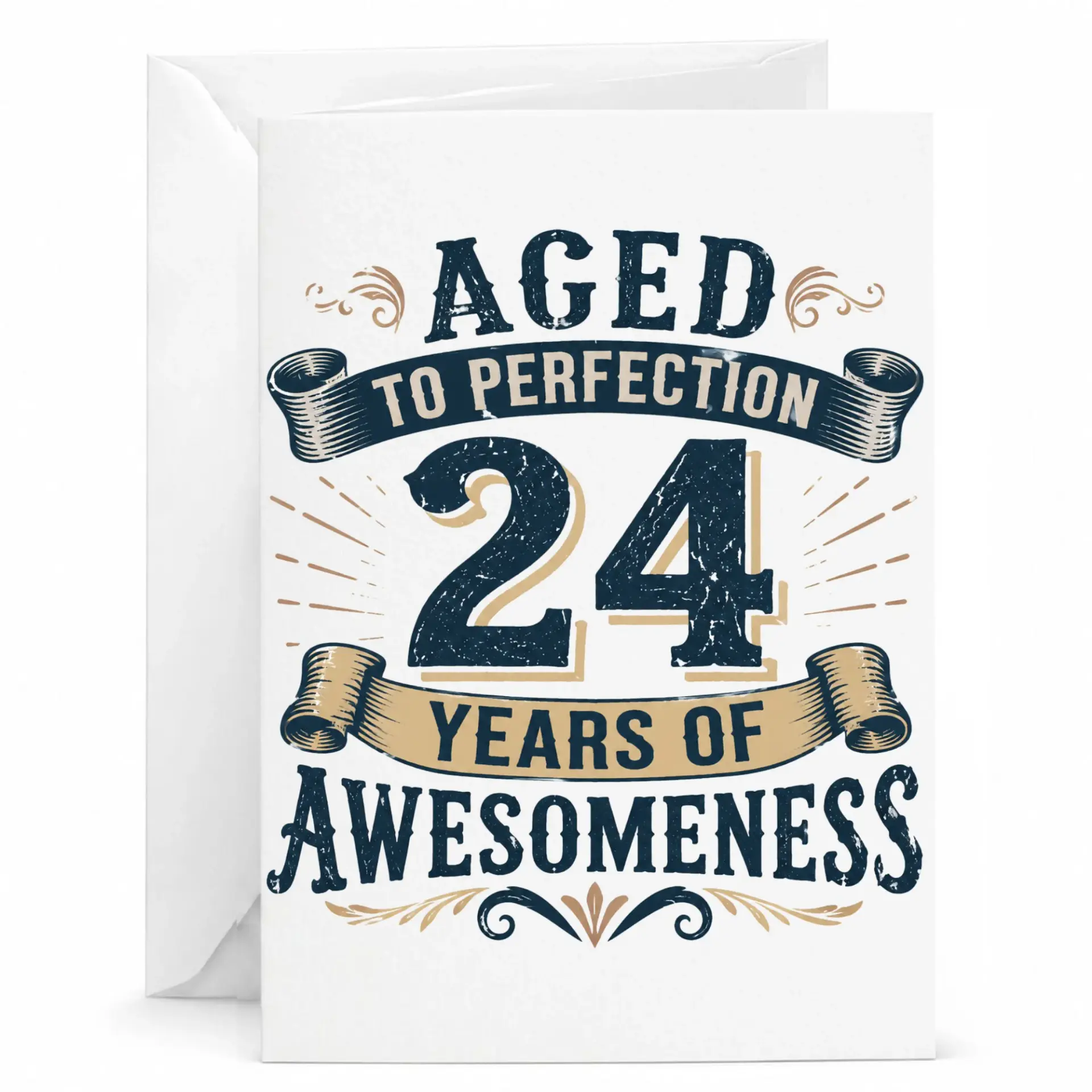 Birthday Card Aged to Perfection 24 Years of Awesomeness Funny Greeting Card for Twenty Fourth Birthday Milestone