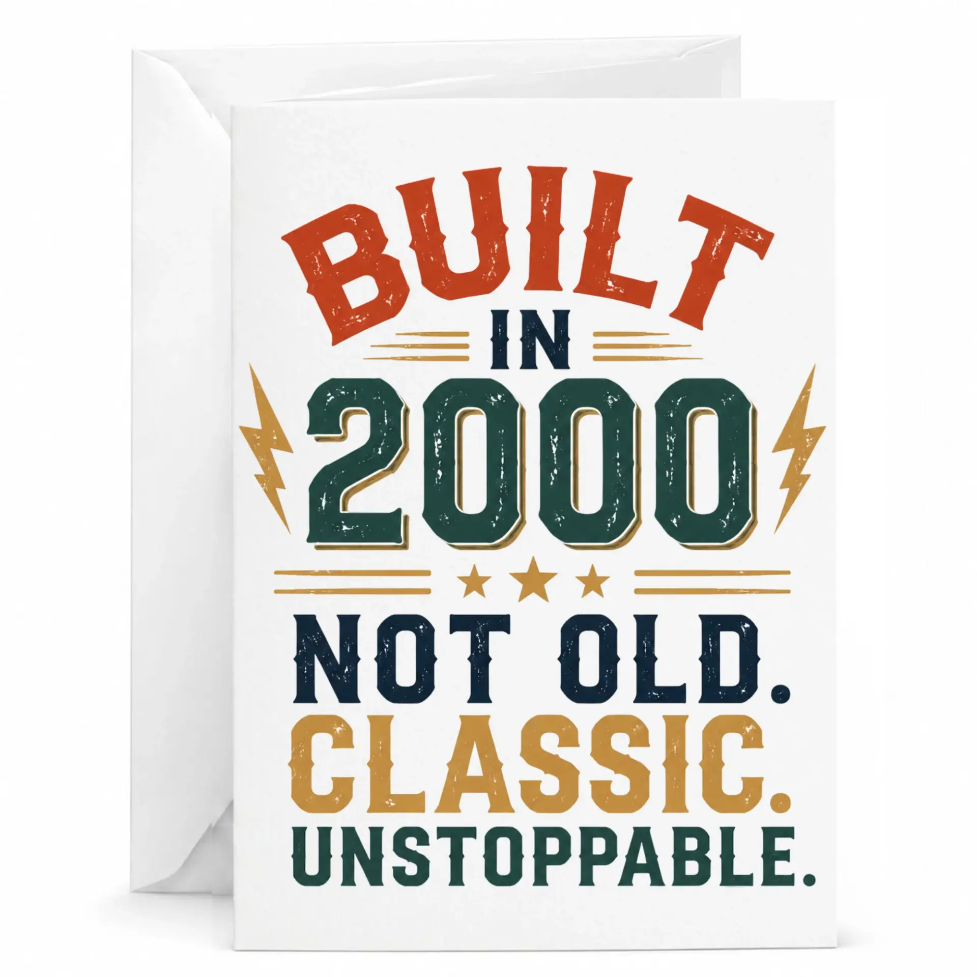 Funny Birthday Card Built in 2000 Not Old Classic Unstoppable Vintage Style Greeting Card for Milestone Birthday Celebration