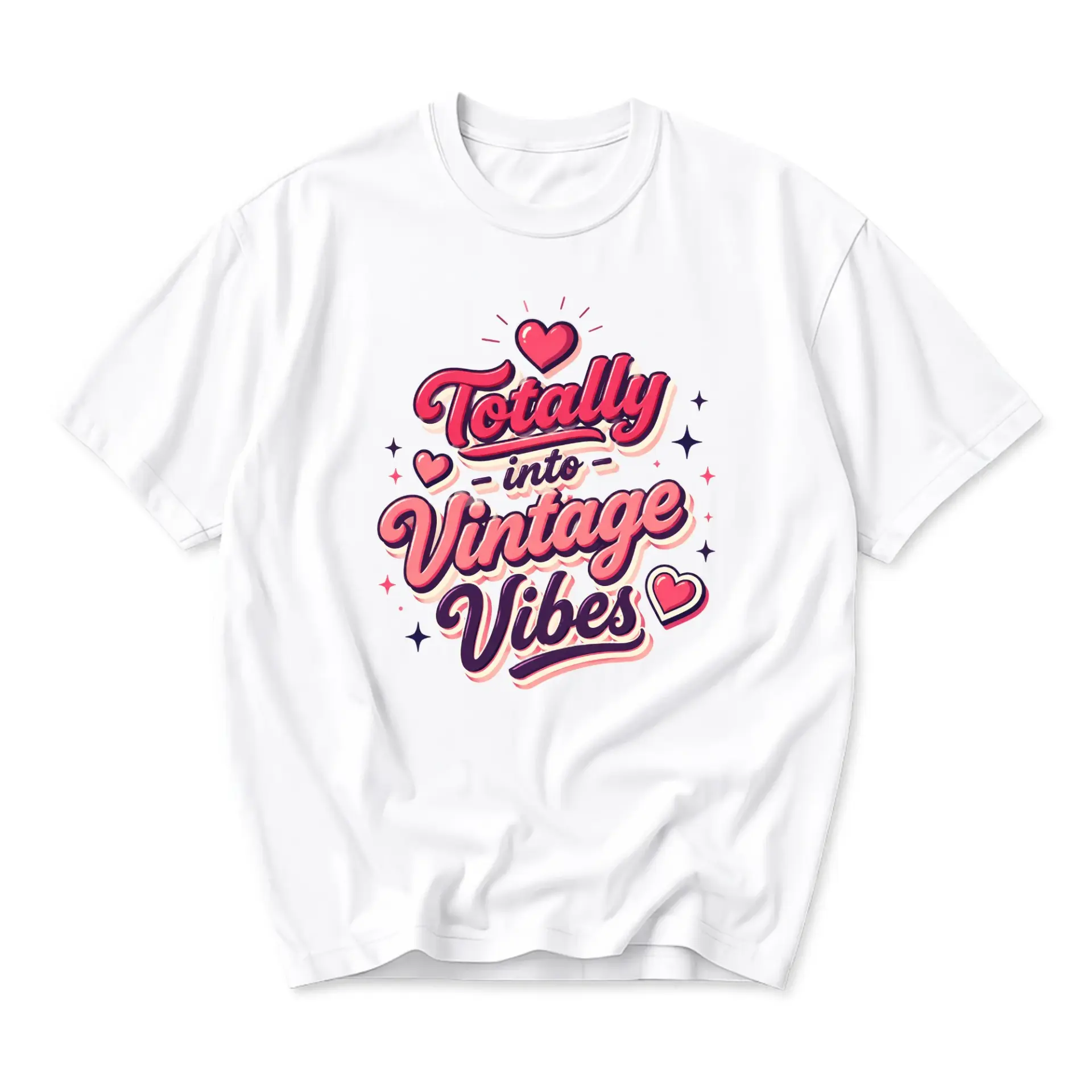 Graphic Tee Totally into Vintage Vibes Retro Style Unisex Crew Neck Casual Everyday Short Sleeve Cotton Blend Shirt
