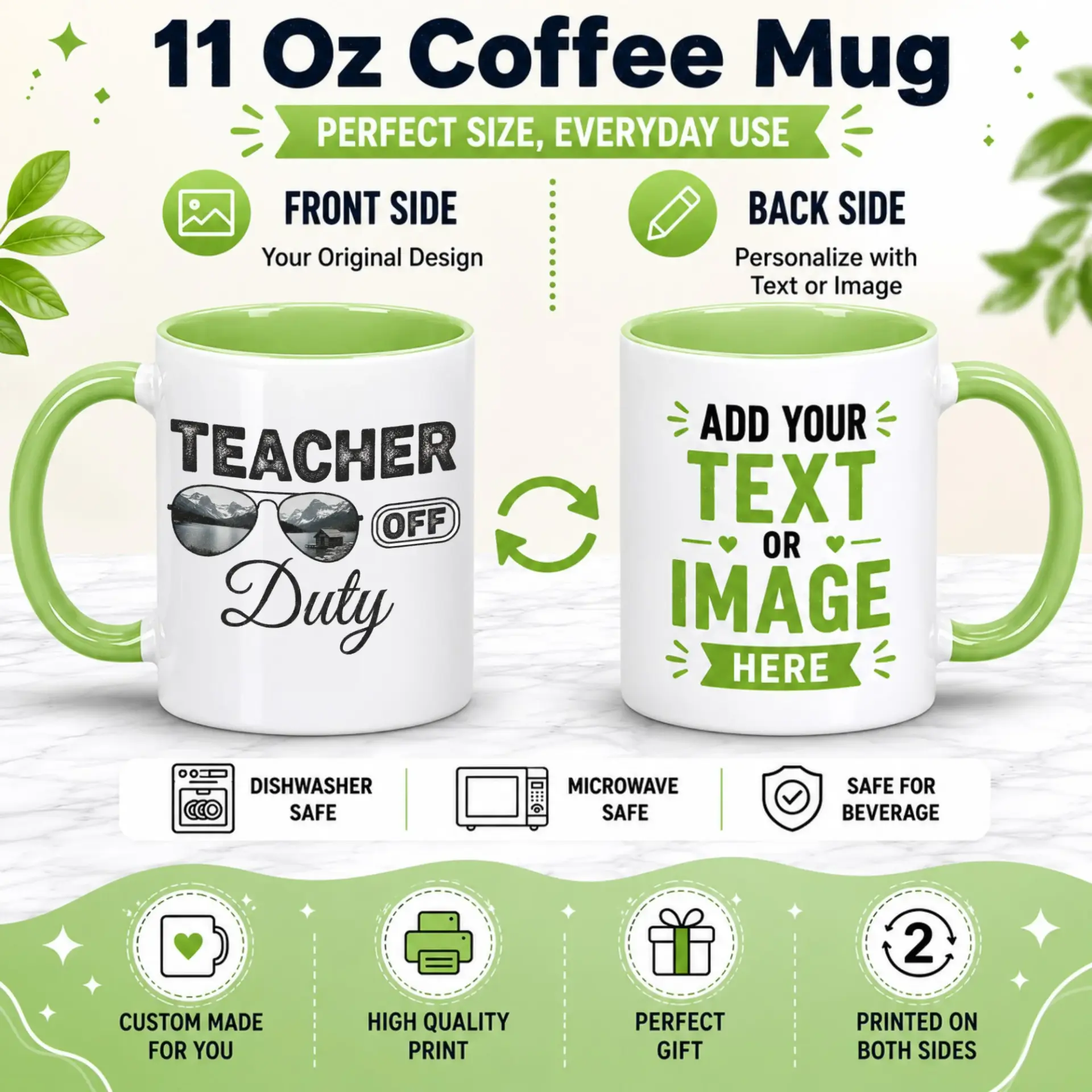 Funny Teacher Off Duty Coffee Mug with Scenic Sunglasses Design for Relaxing Getaways - Ceramic Beverage Cup Gift