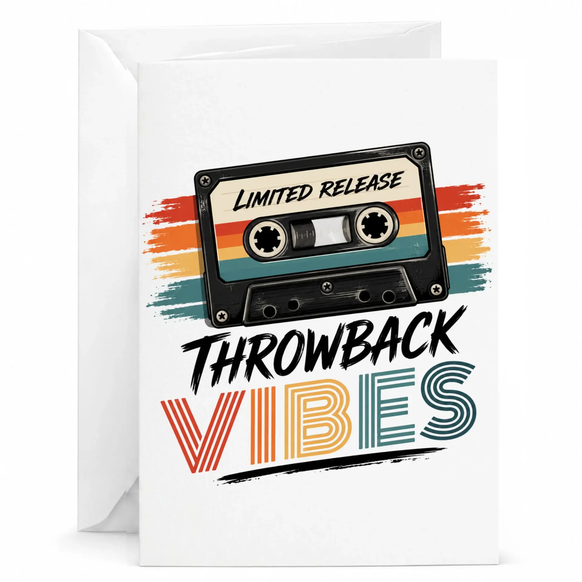 Greeting Card Throwback Vibes Cassette Tape Design Retro Nostalgia Stationery Note for Birthday and Special Occasions