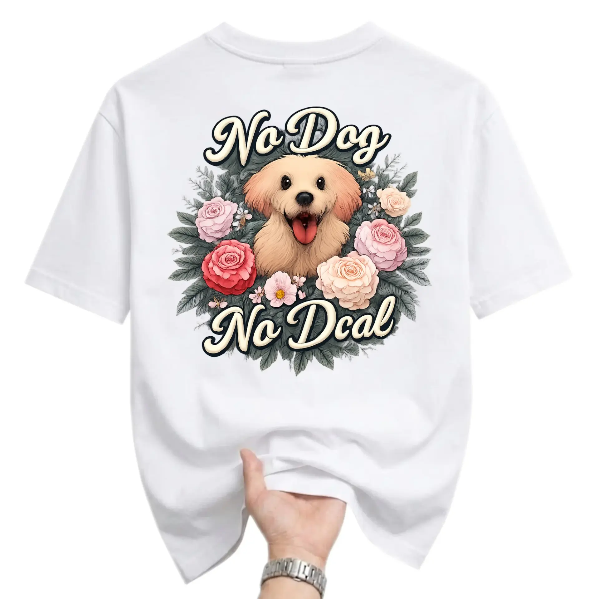 Graphic Tee Dog Lover Shirt Floral Illustration Unisex Crew Neck Apparel