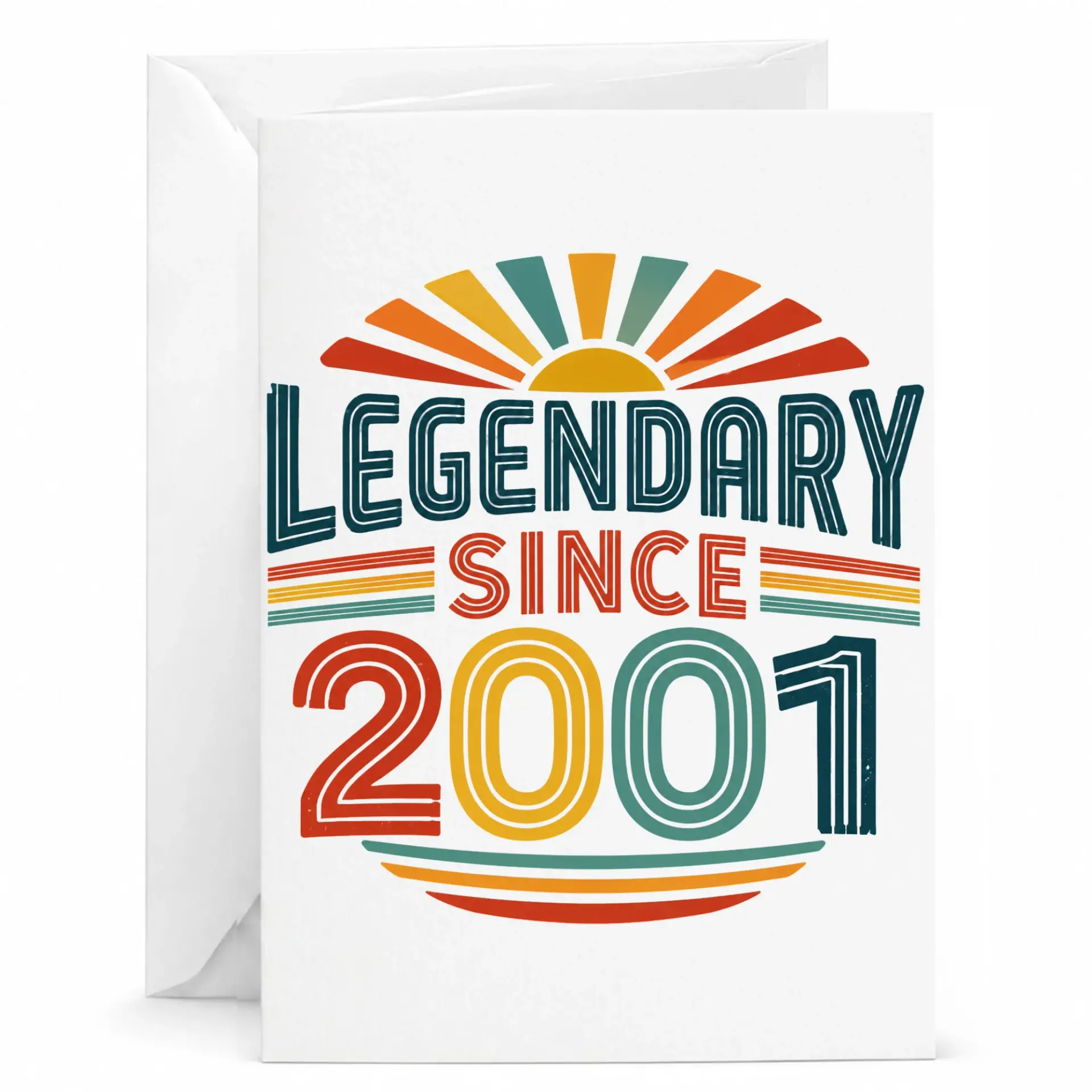 Birthday Card Legendary Since 2001 Funny Retro Style Greeting Card for Milestone Celebration and Birthday Wishes