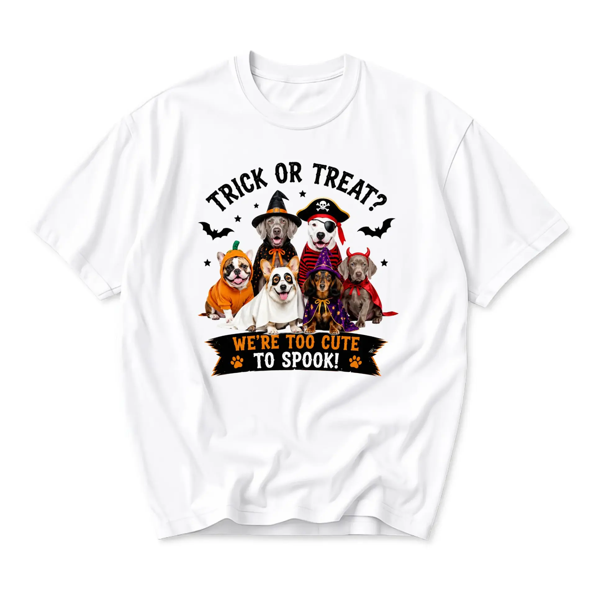 Graphic Tee Halloween Dog Costume Shirt Unisex Crew Neck Short Sleeve Humor Apparel for Everyday Casual Wear