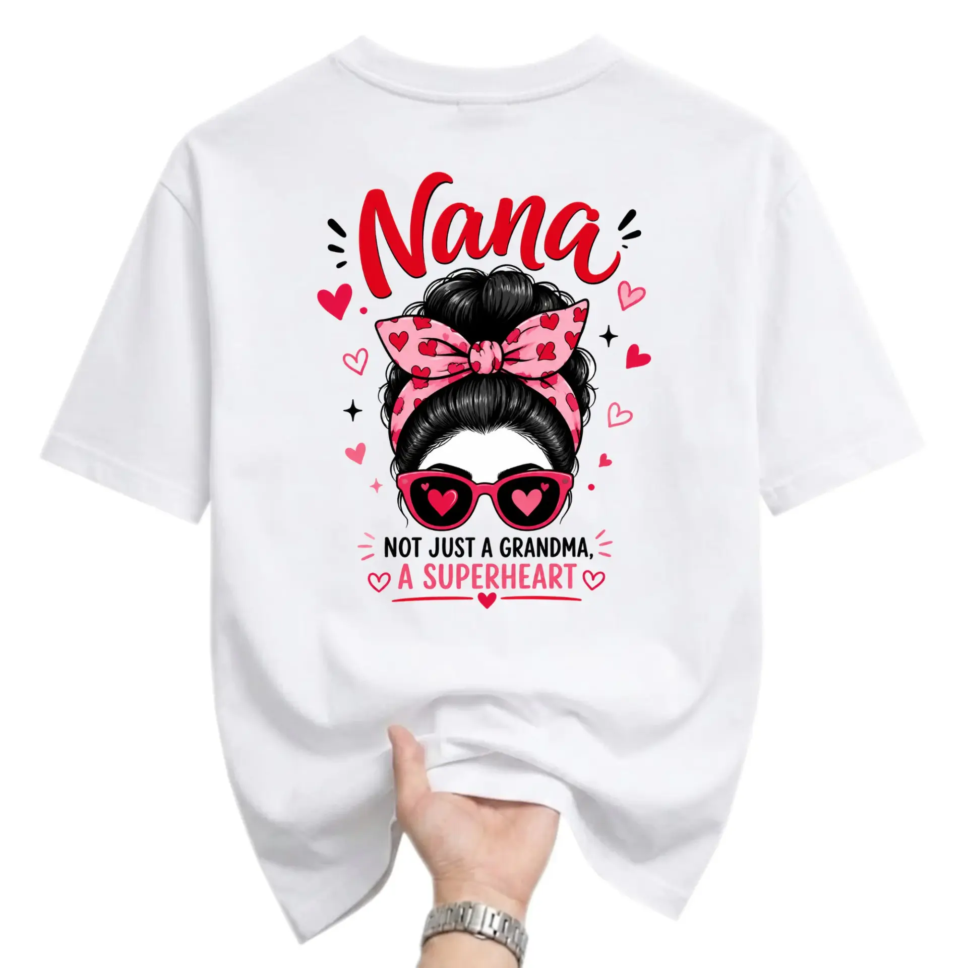 Funny Shirt Nana Not Just a Grandma a Superheart Graphic Tee Casual Cotton Blend Short Sleeve Crew Neck Top