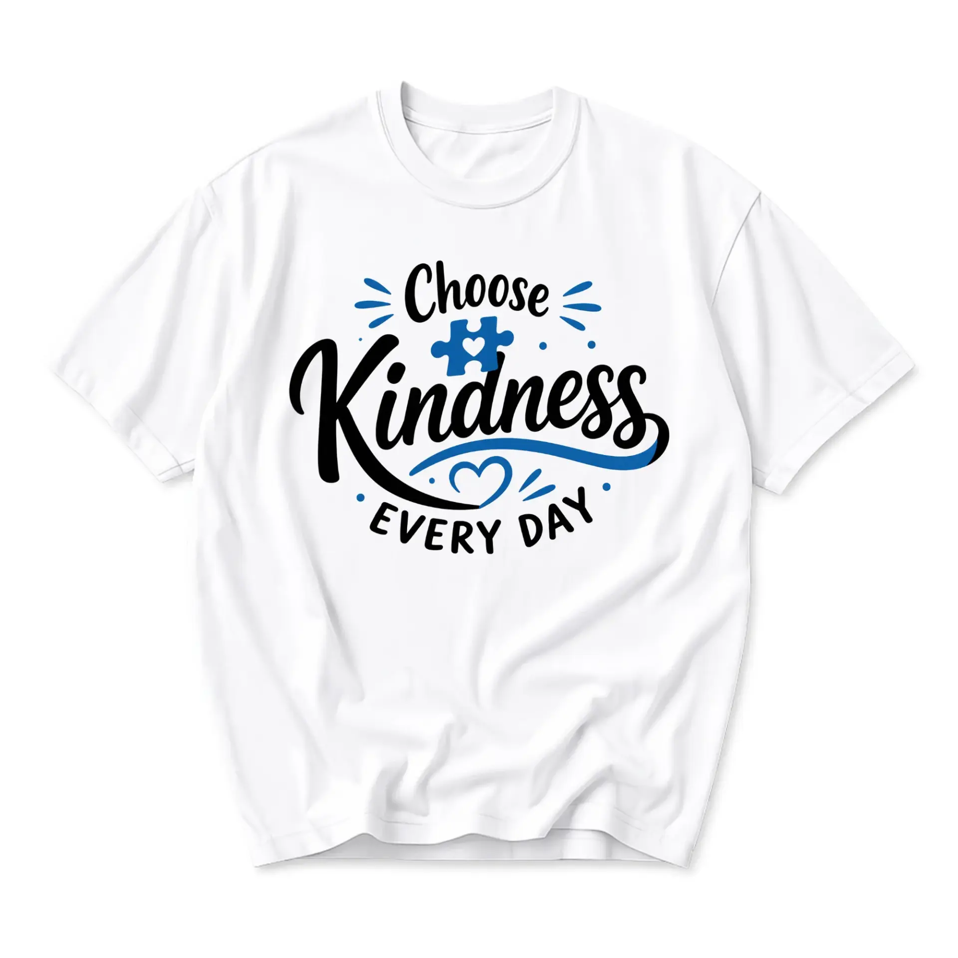 Graphic Tee Choose Kindness Every Day Inspirational Quote Shirt Unisex Crew Neck Short Sleeve Cotton Apparel White