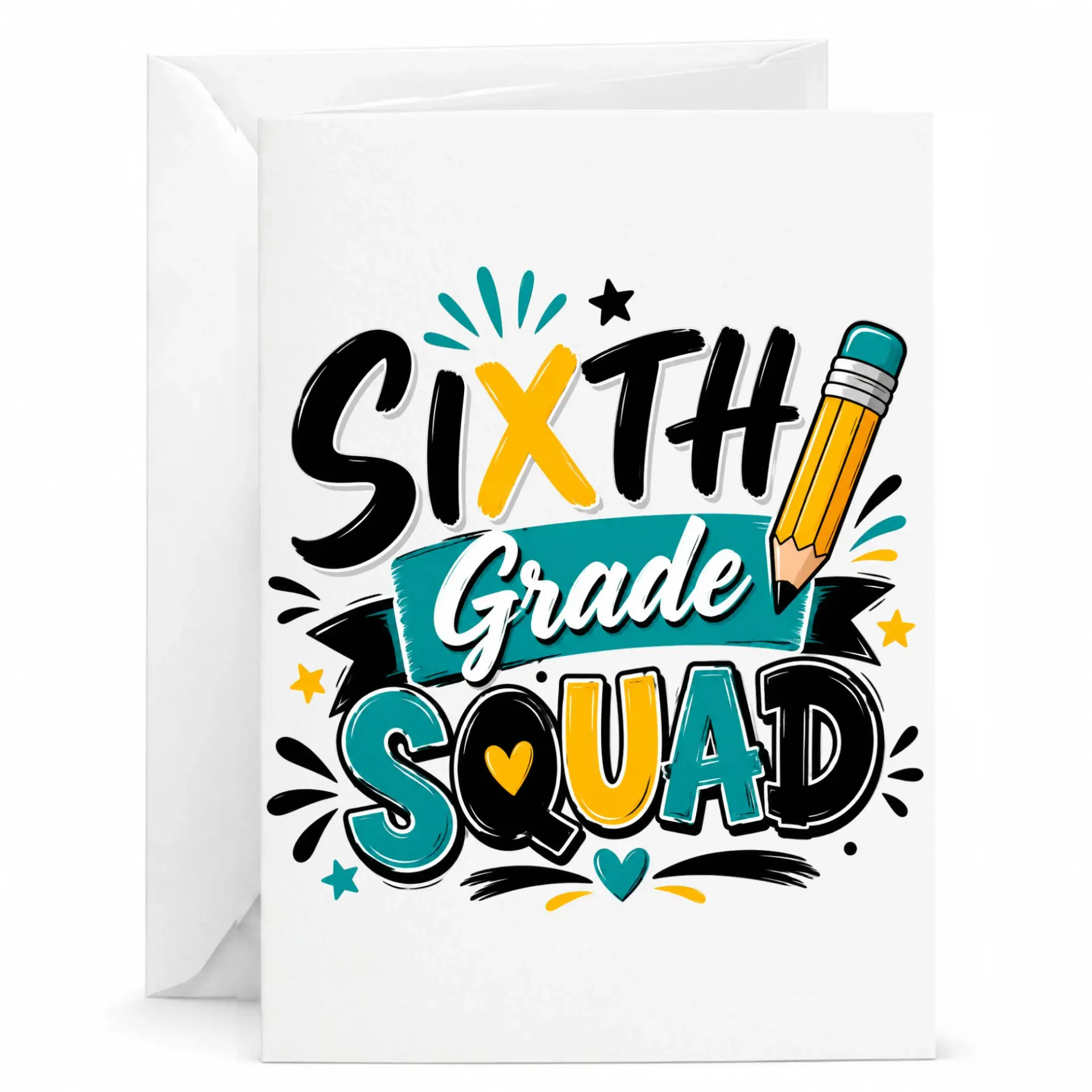 Funny Sixth Squad Greeting Card Whimsical Educational Themed Note for Academic Achievements and Milestone Events