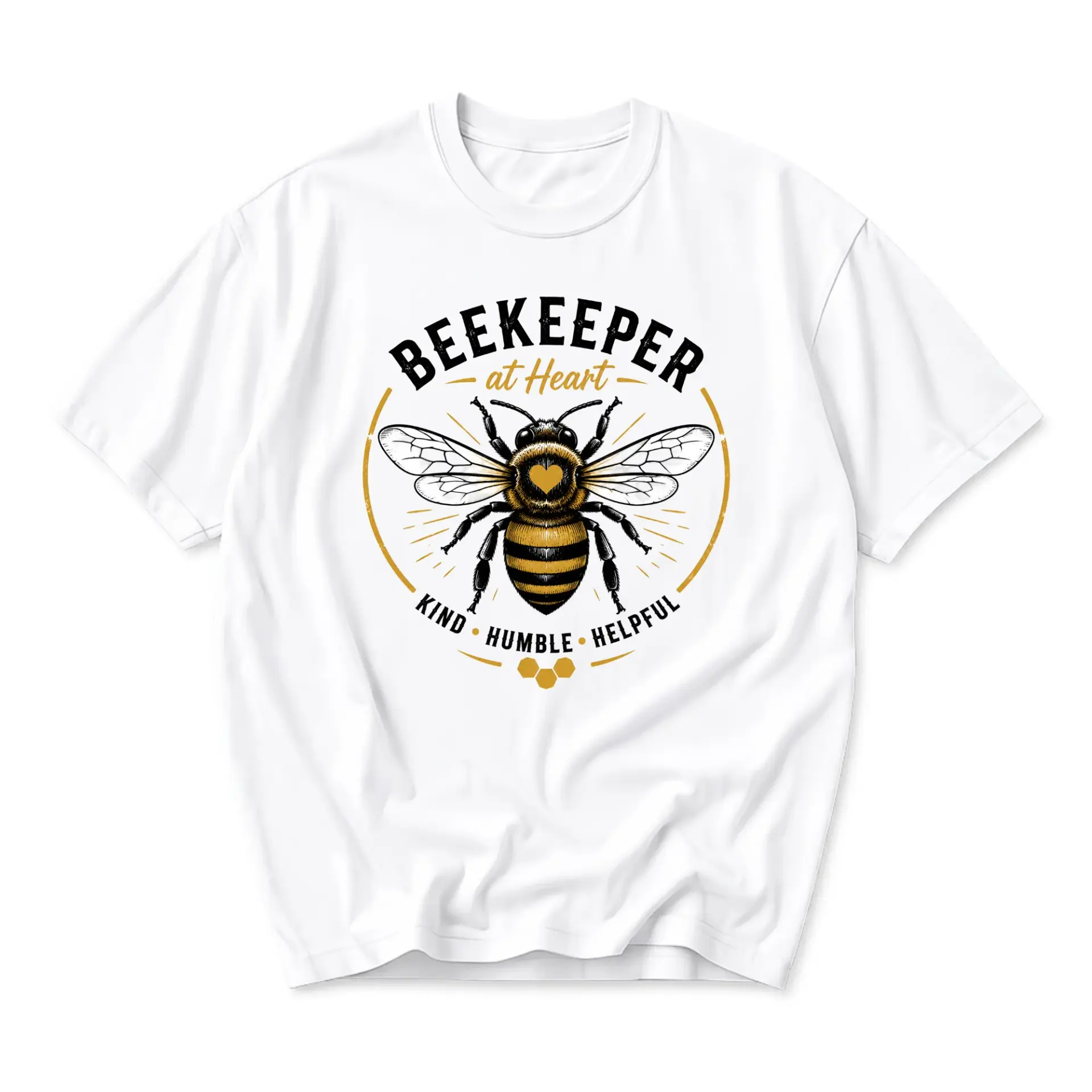 Graphic Tee Beekeeper at Heart Shirt Nature Lover Gift Unisex Crew Neck Casual Everyday Wear Short Sleeve Cotton Top