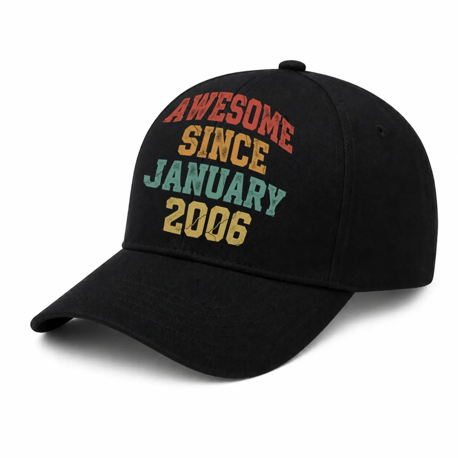 Baseball Cap Awesome Since January 2006 Retro Typography Graphic Hat