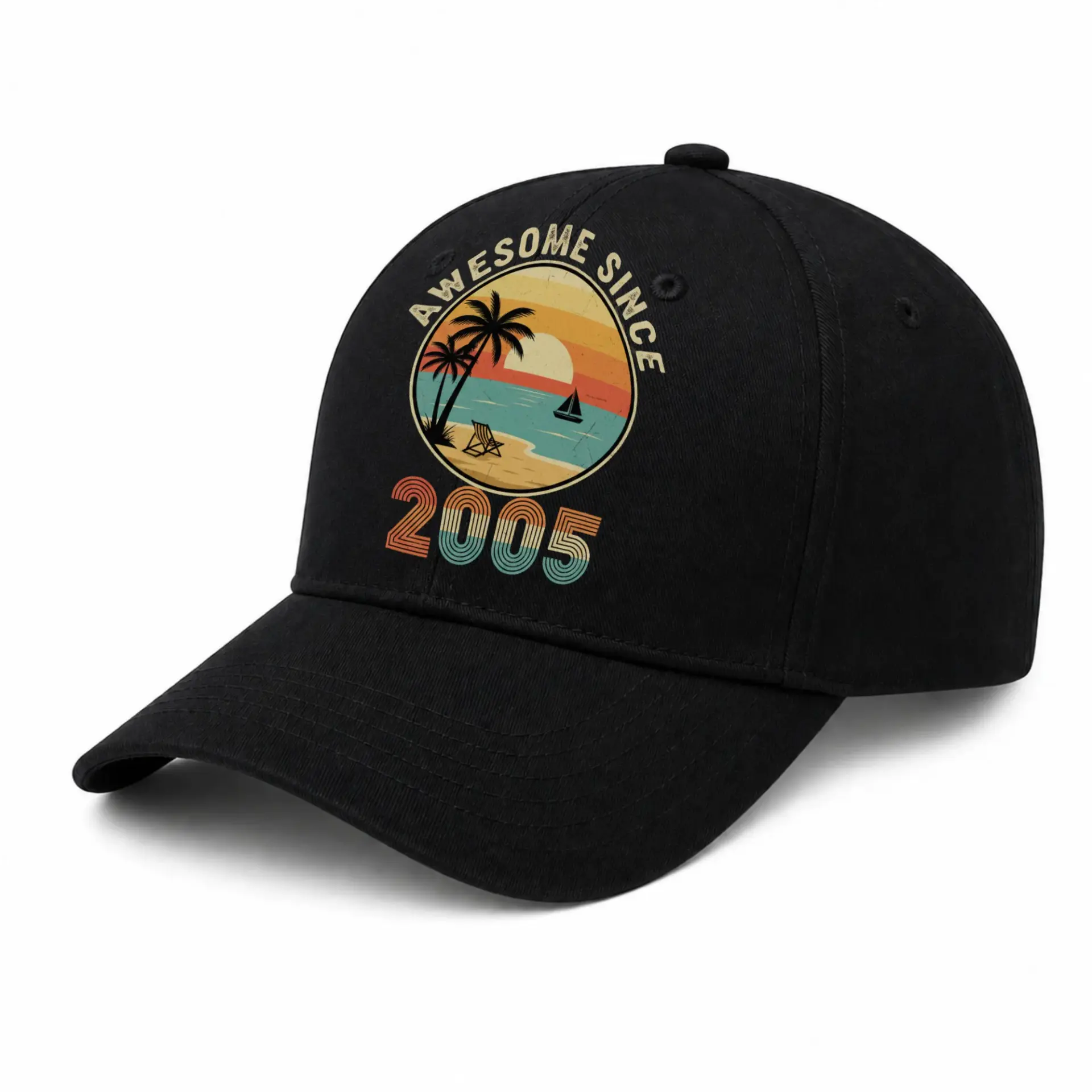 Baseball Cap Awesome Since 2005 Vintage Tropical Sunset Beach Design