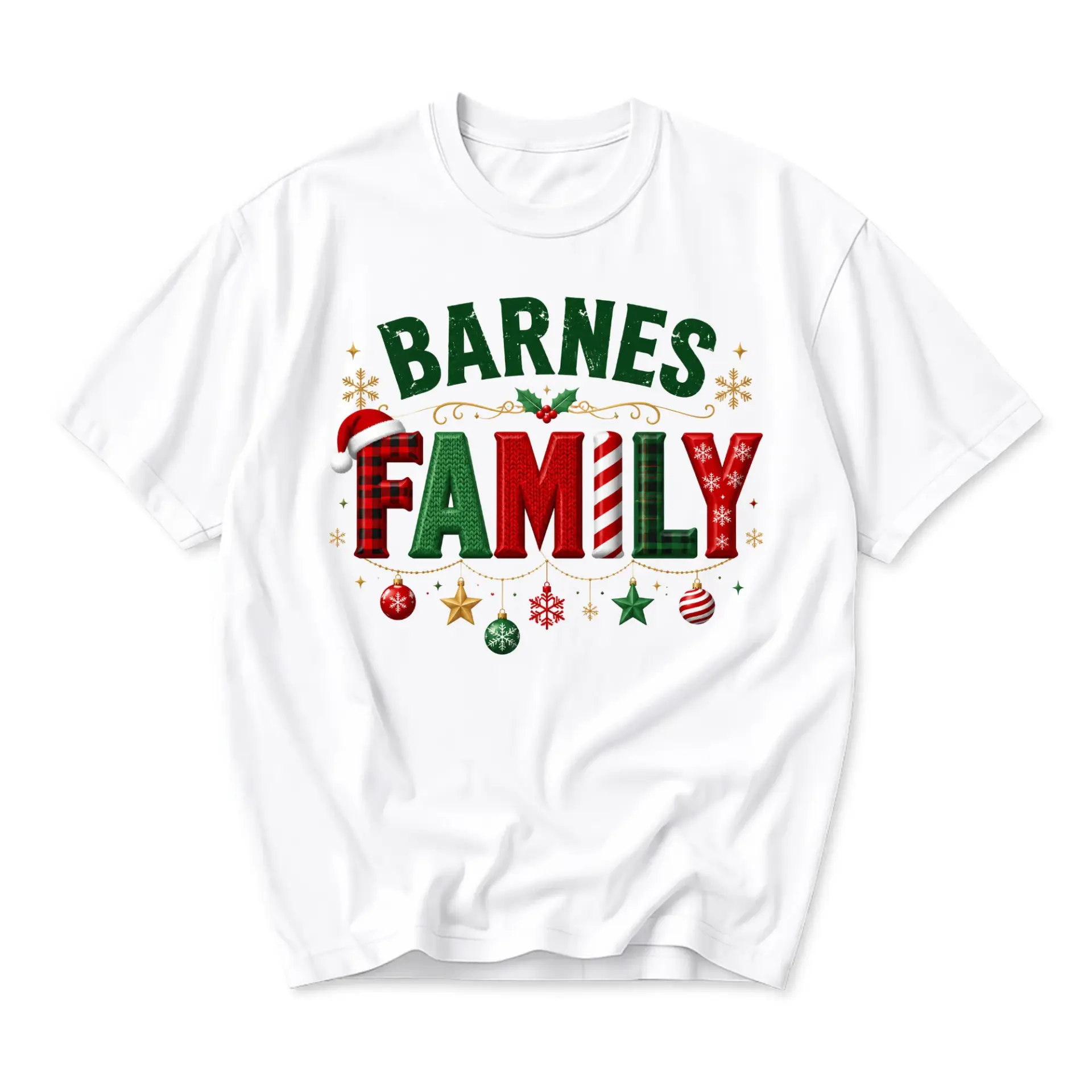 T-shirt Unisex Graphic Printed Holiday Family Apparel Custom Name Tee for Seasonal Group Events and Party Gatherings