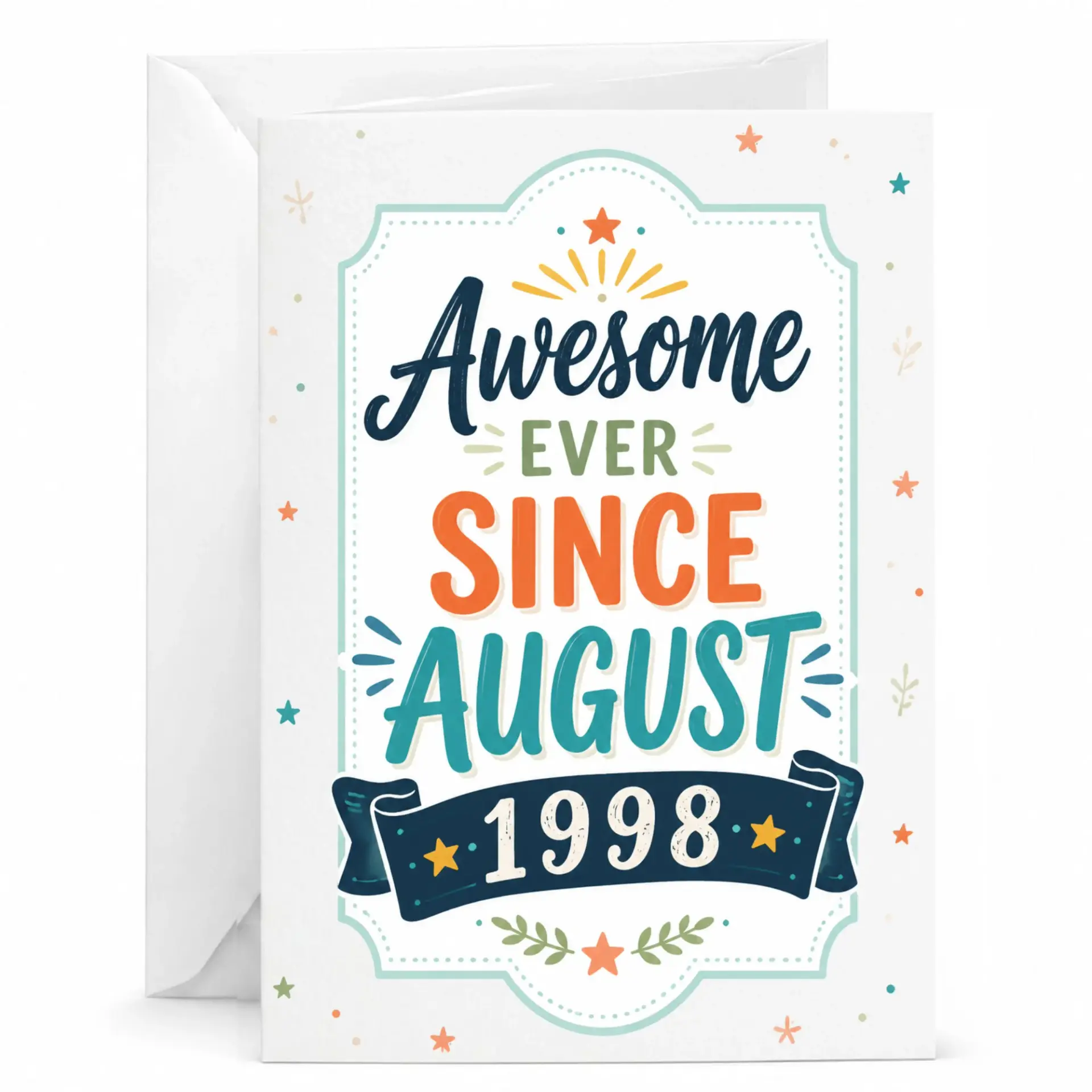 Birthday Card Awesome Ever Since August 1998 Celebration Greeting Card with Envelope for Milestone Anniversary Events