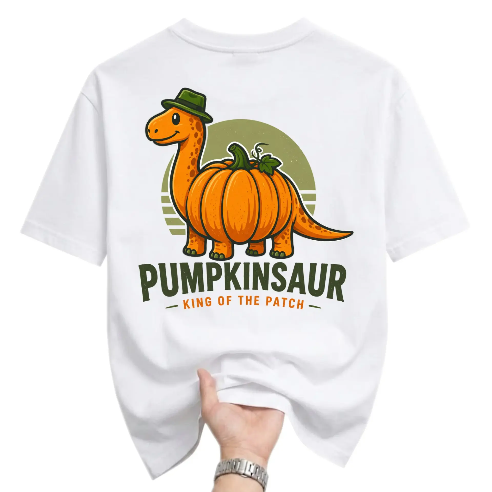 Funny Shirt Unisex Graphic Printed T-Shirt Pumpkinsaur King of the Patch Autumn Fall Season Short Sleeve Crew Neck Top