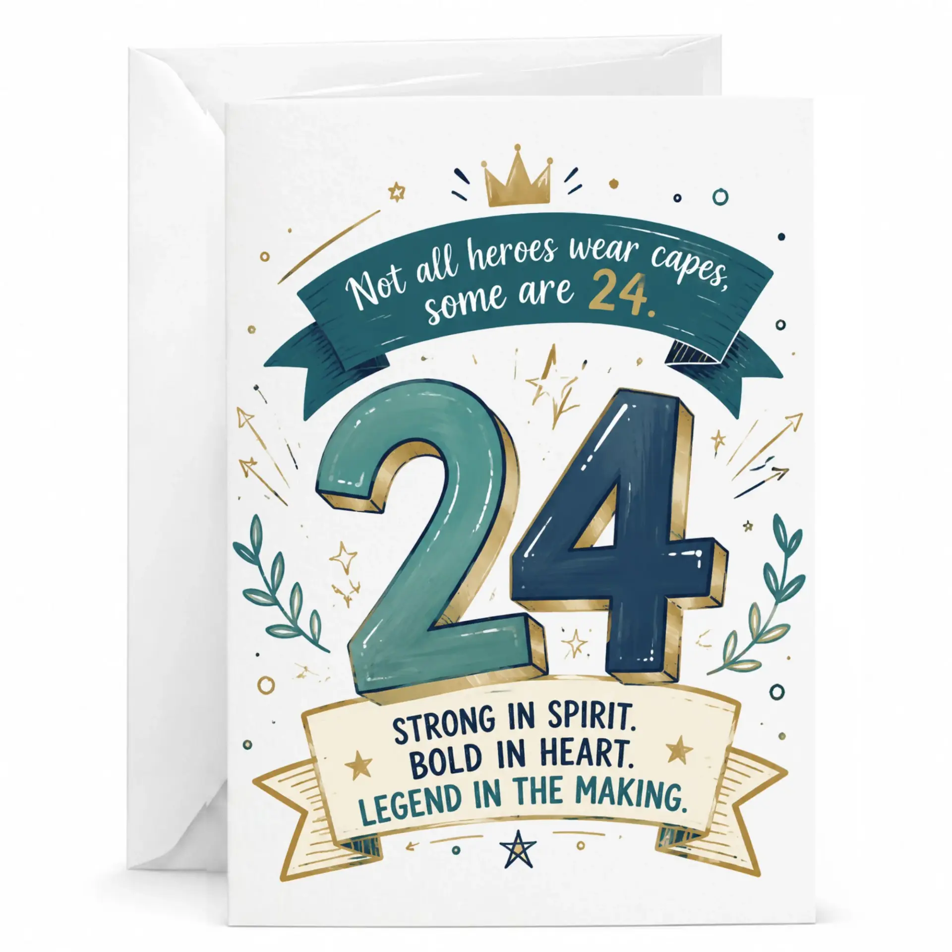 Birthday Card for 24th Birthday Celebration Funny Hero Themed Greeting Card for Twenty-Fourth Birthday Milestone
