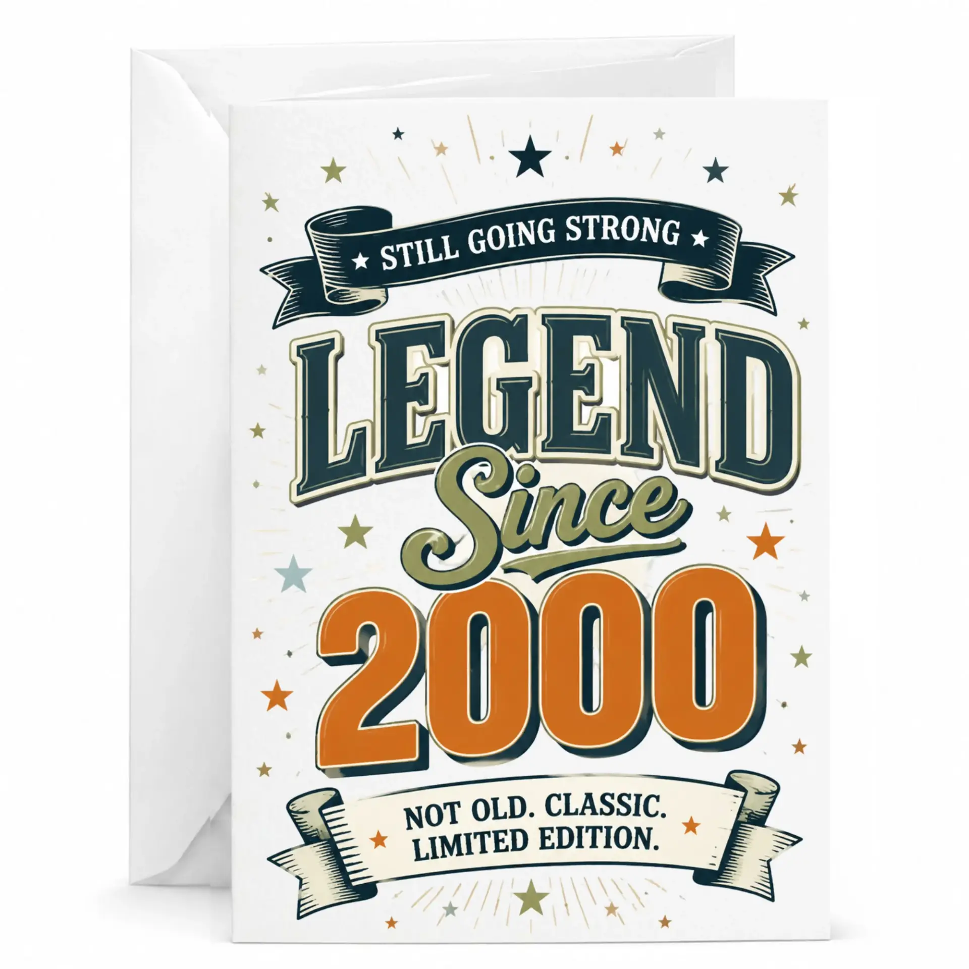 Birthday Card Legend Since 2000 Funny Vintage Style Greeting Card for Milestone Celebration and Special Anniversary