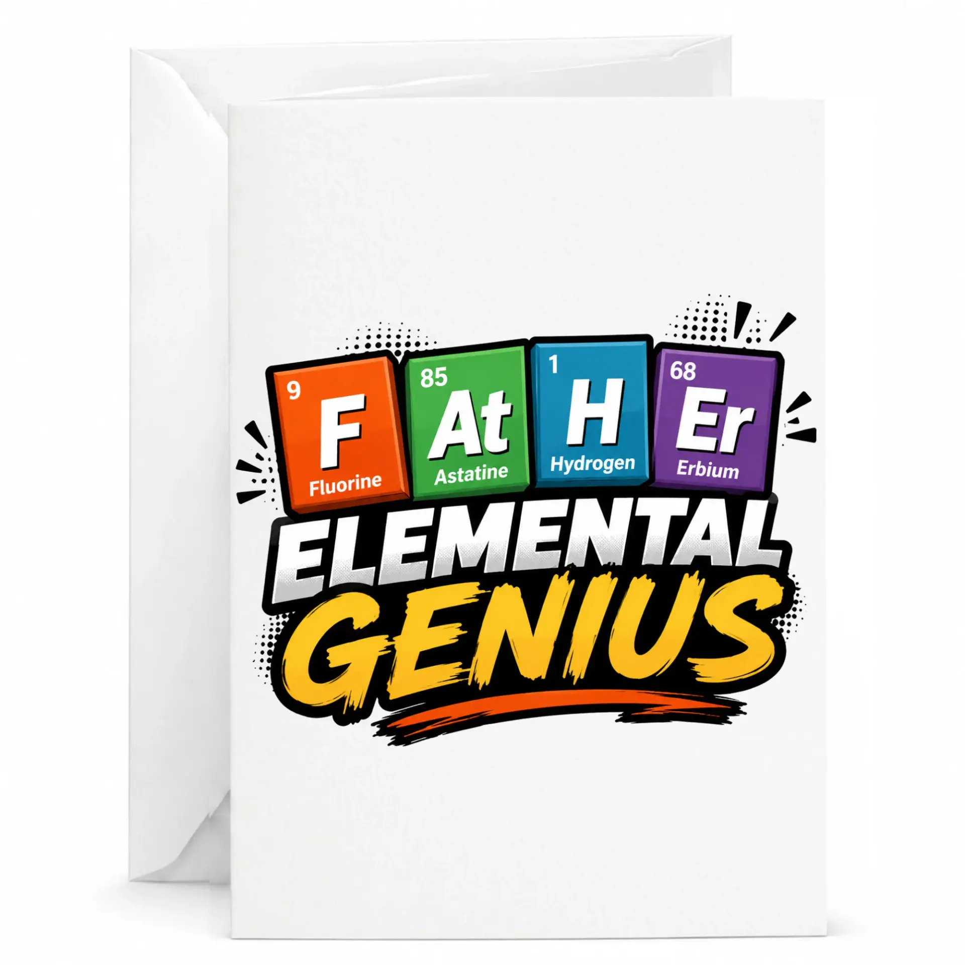 Funny Greeting Card Featuring Periodic Table Chemistry Wordplay Design for Science Enthusiasts and Enthusiastic Puns