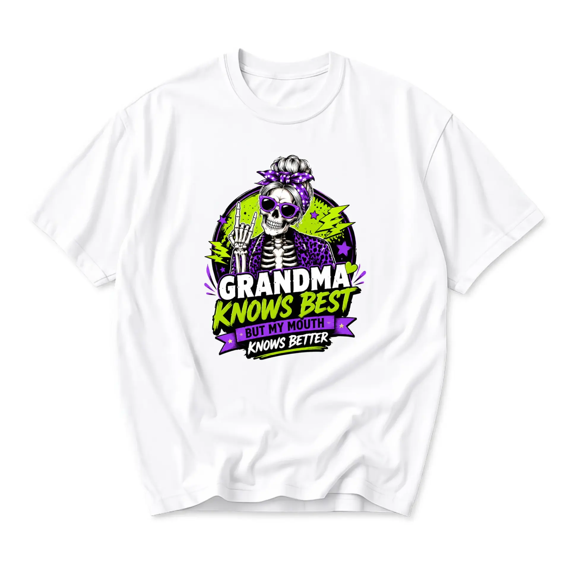 Funny Shirt Grandma Knows Best but My Mouth Better Unisex Graphic Printed T-Shirt Casual Everyday Apparel