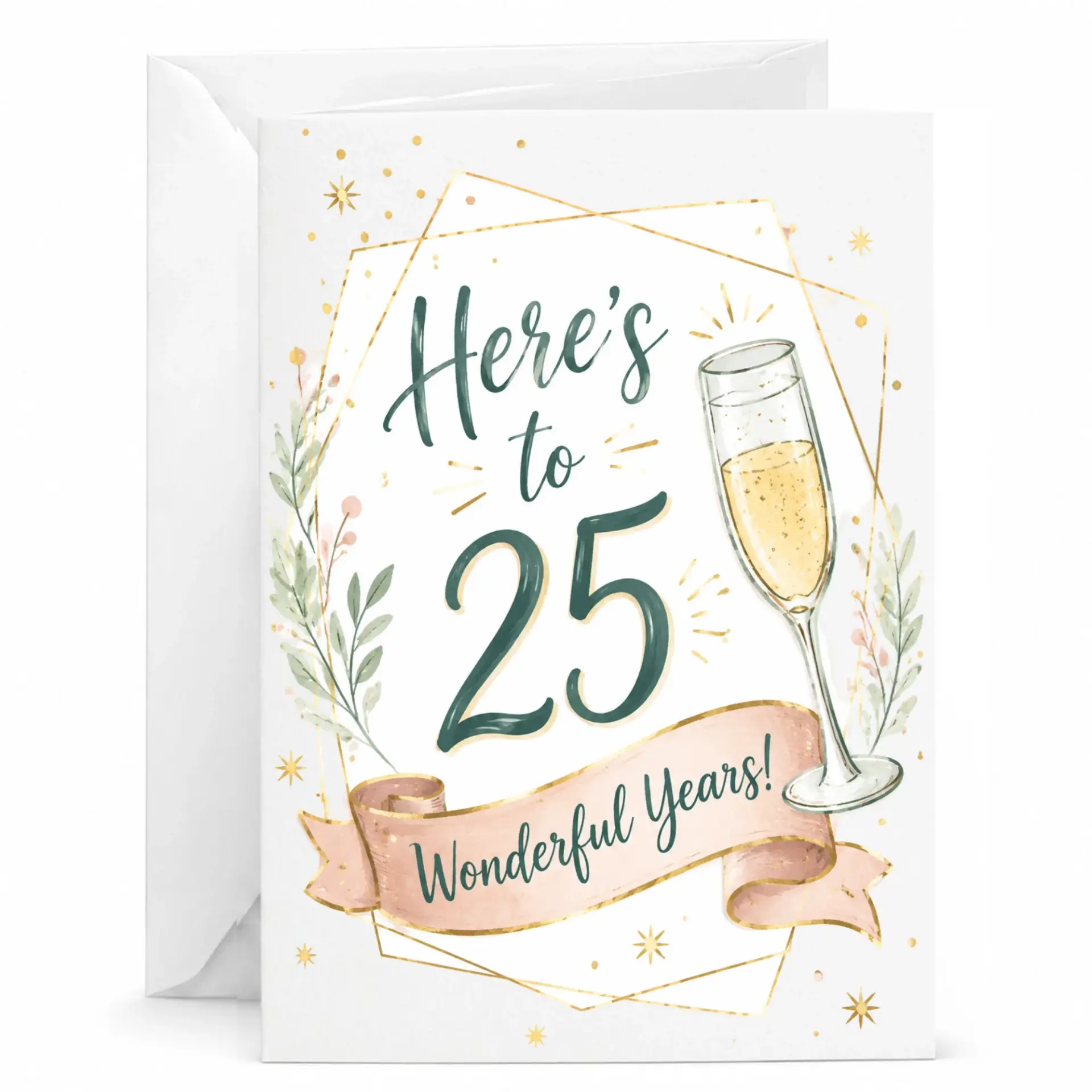 Greeting Card for 25th Anniversary Celebration, Elegant Champagne Toast Design for Twenty Fifth Milestone Event